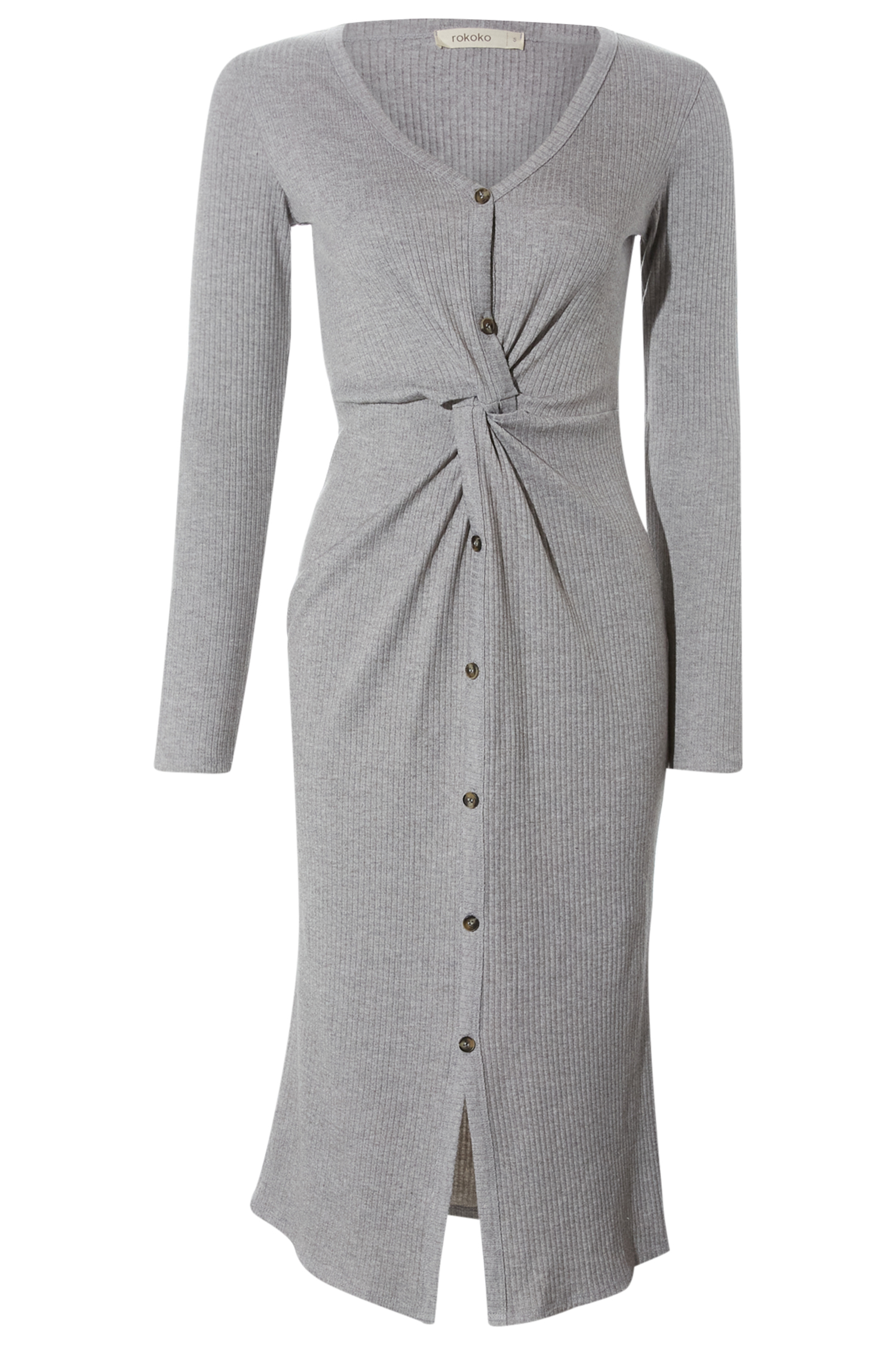 Ribbed Button Down Midi Dress