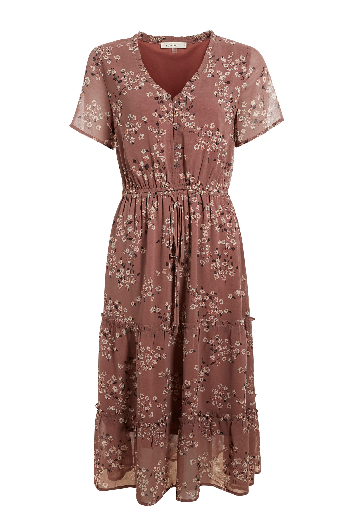 Printed Chiffon Midi Dress