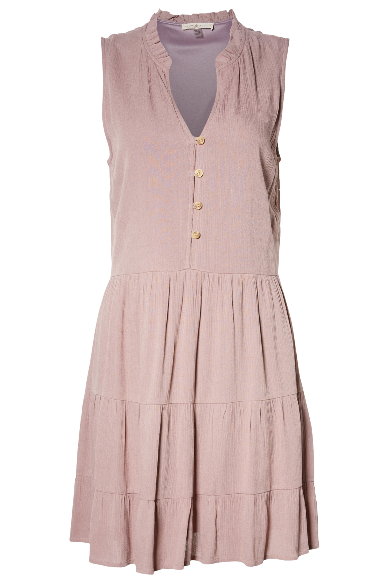 Button Front Tiered Mini Dress