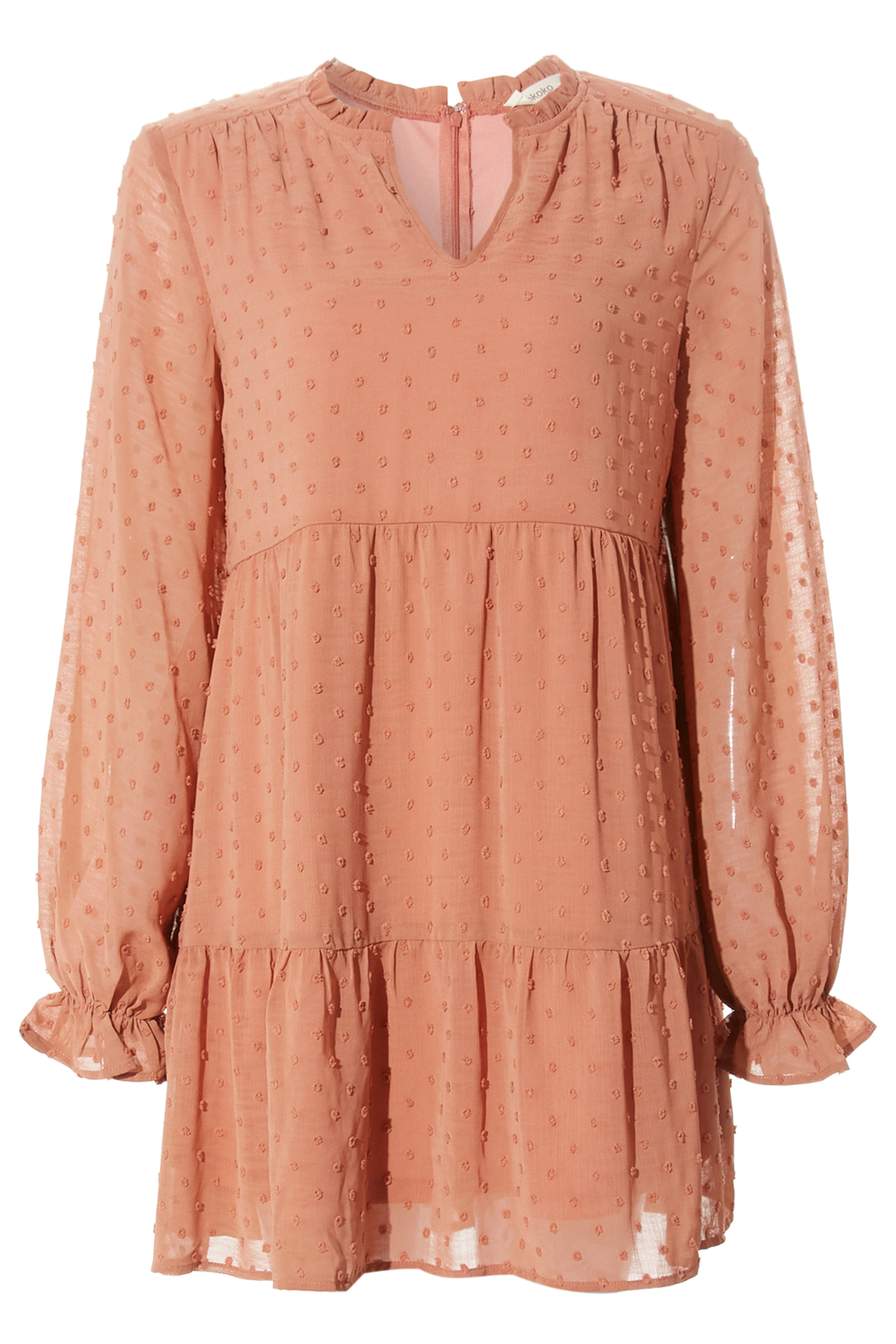 Split V Neck Swiss Dot Mini Dress