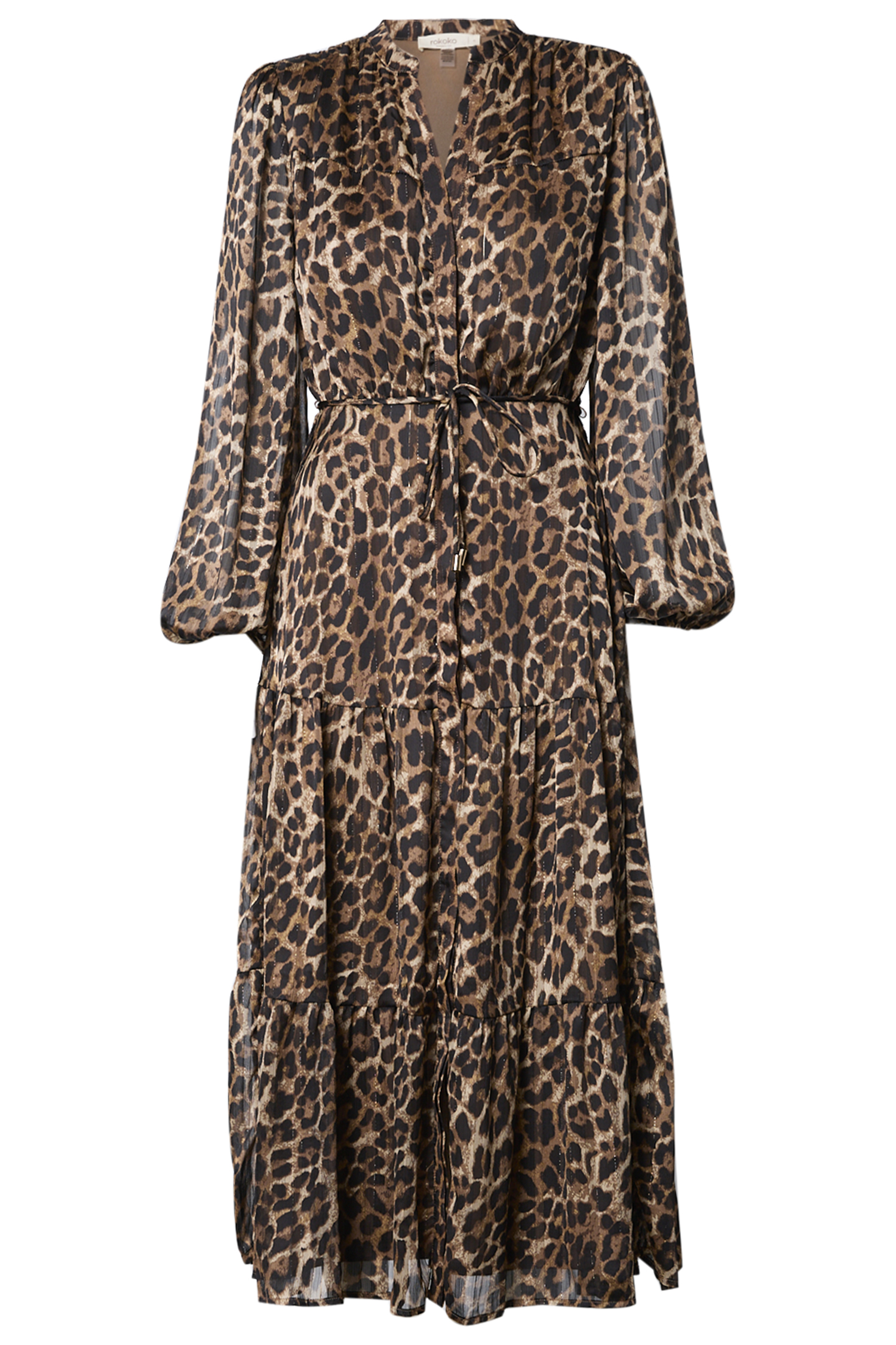 Leopard Print Chiffon Midi Dress