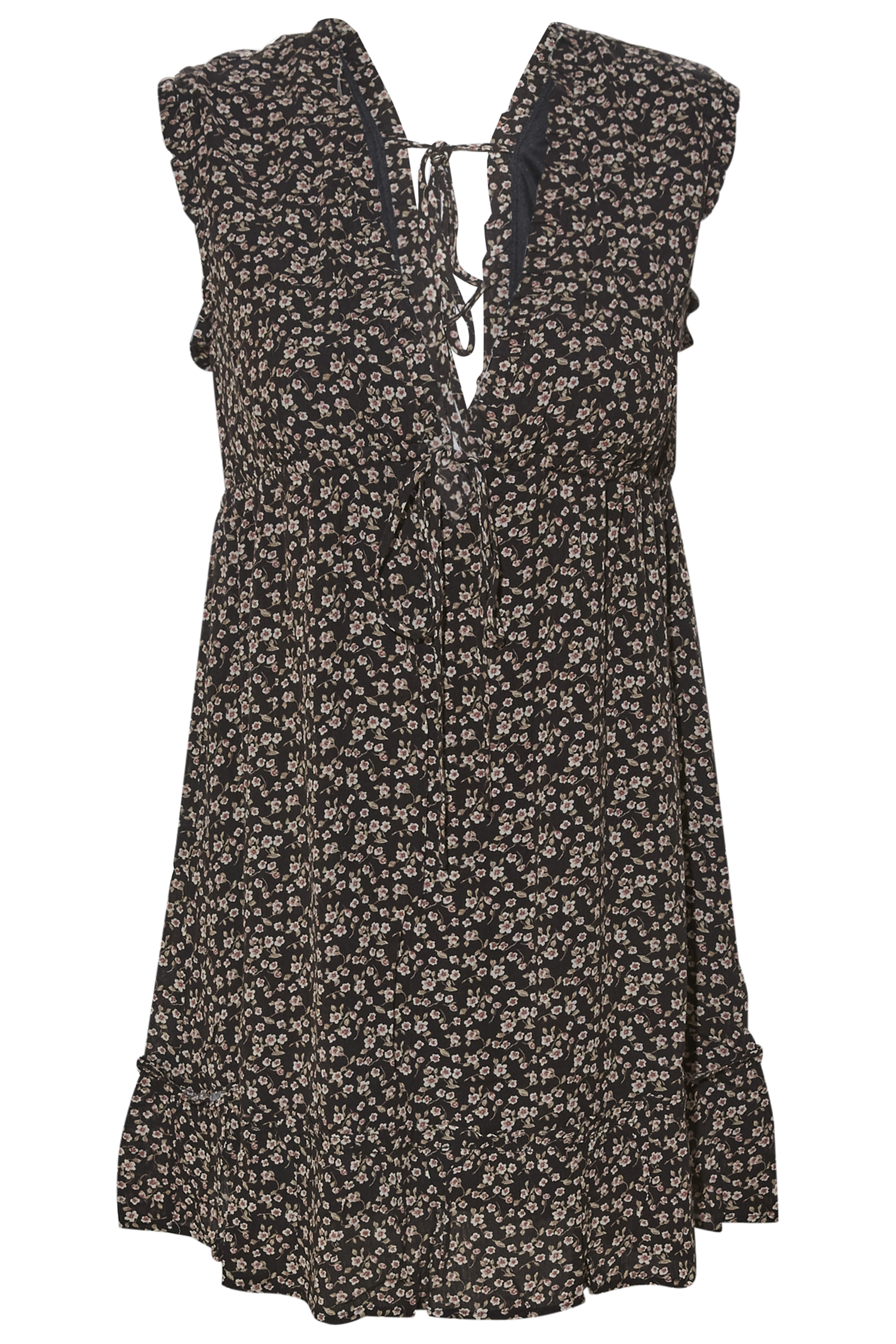Floral Deep V Neck Mini Dress