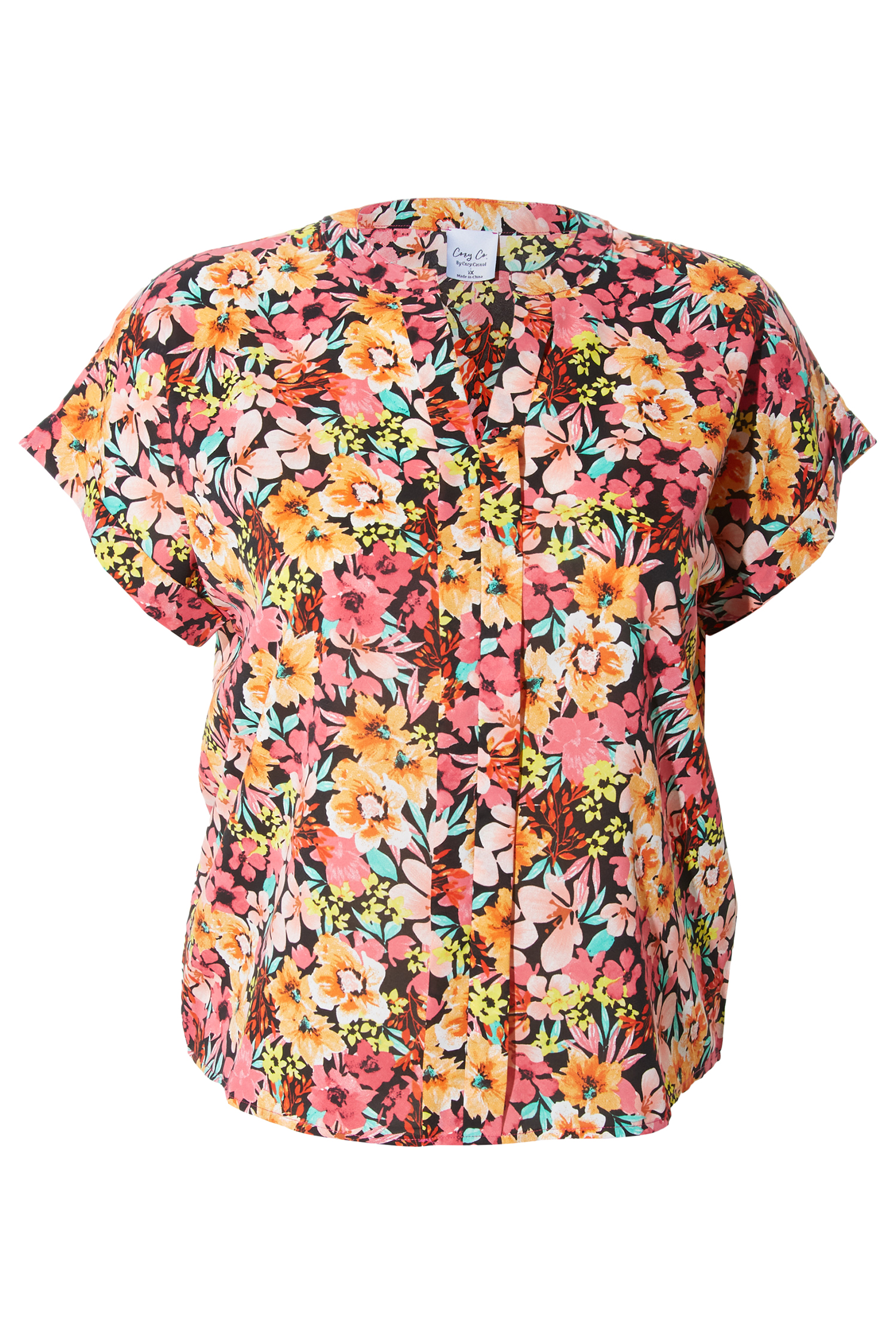 Floral Split Neck Blouse