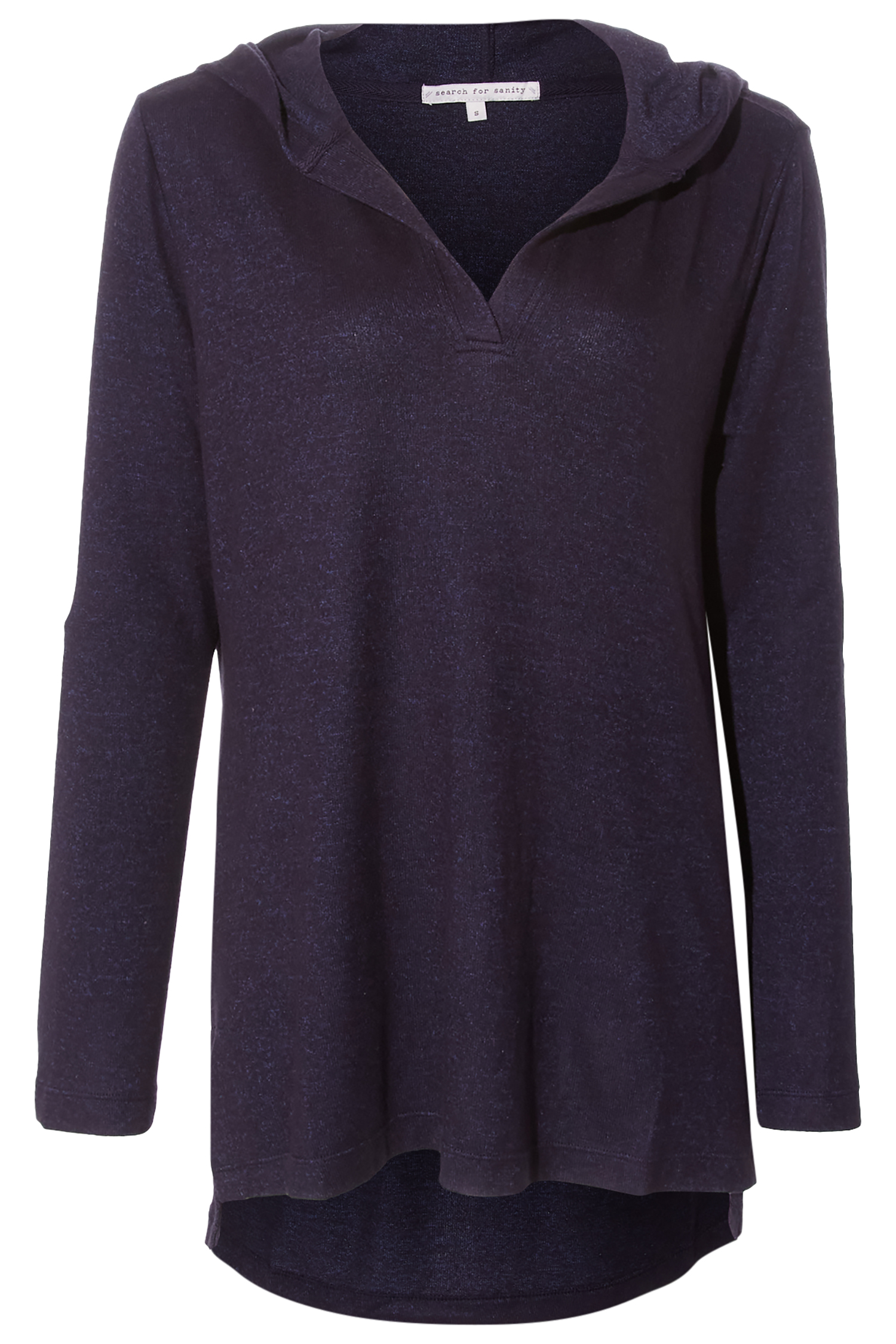 Split Neck Hooded Hacci Top
