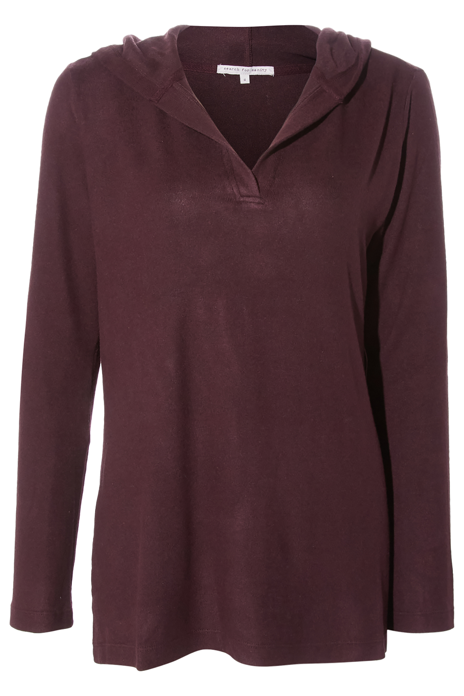 Split Neck Hooded Hacci Top