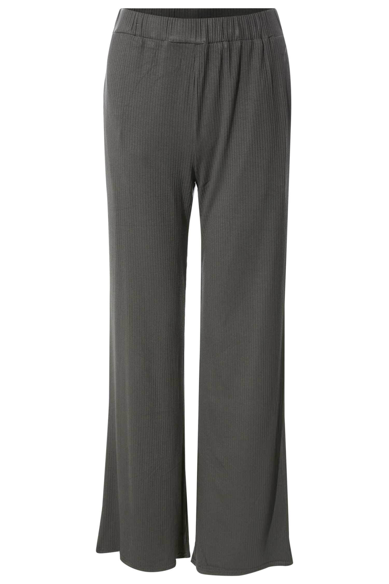 High Rise Wide Leg Rib Pants