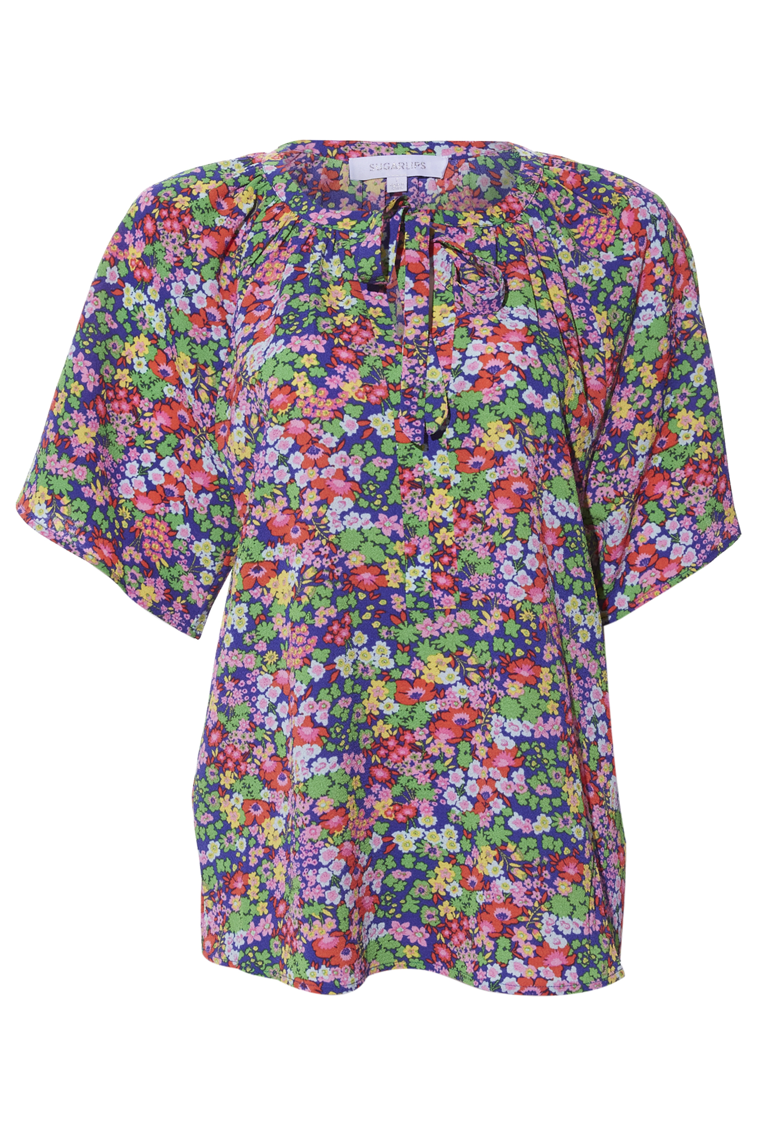 Tie Split Neck Floral Blouse