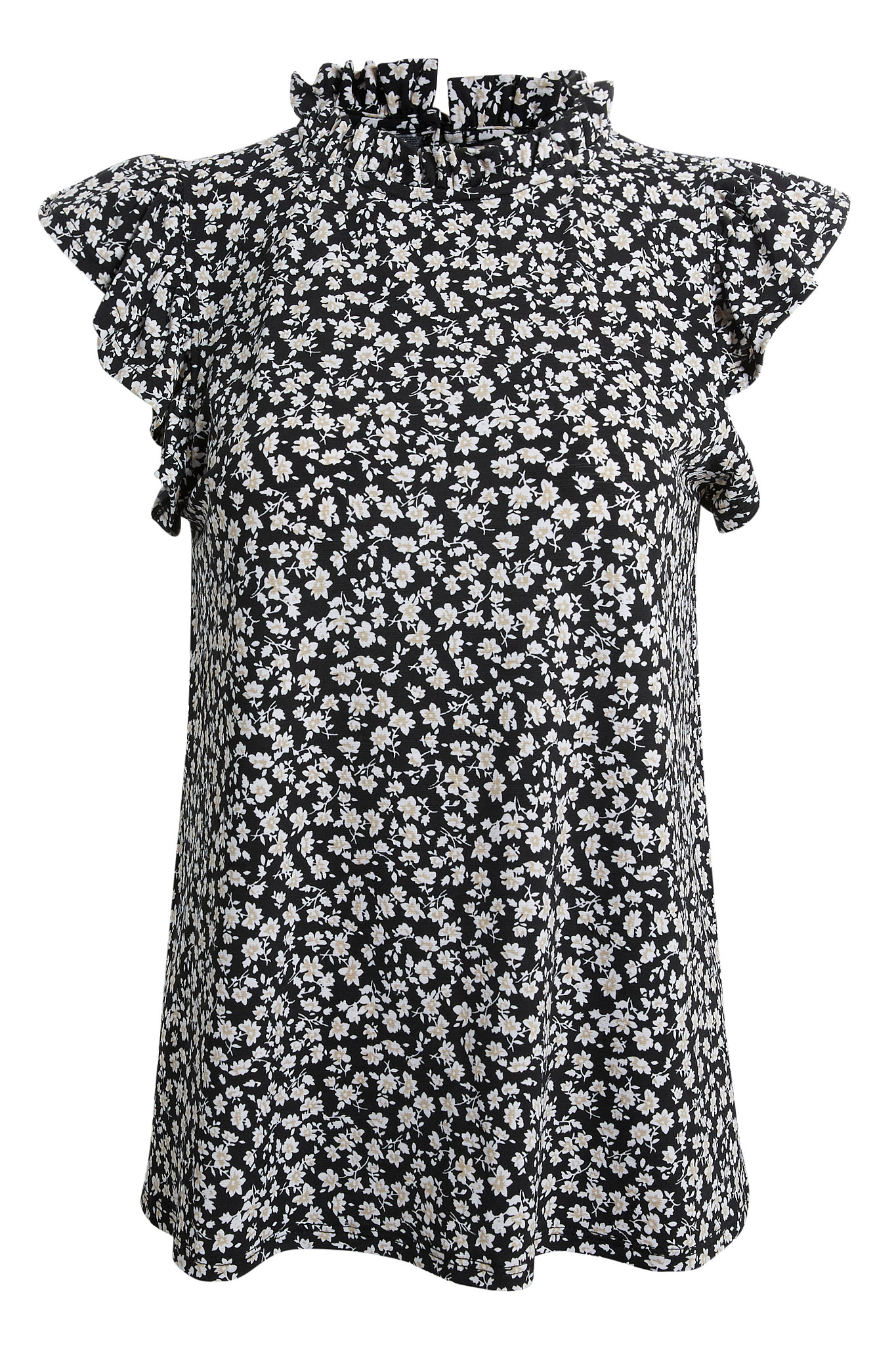 Ruffled Mock Neck