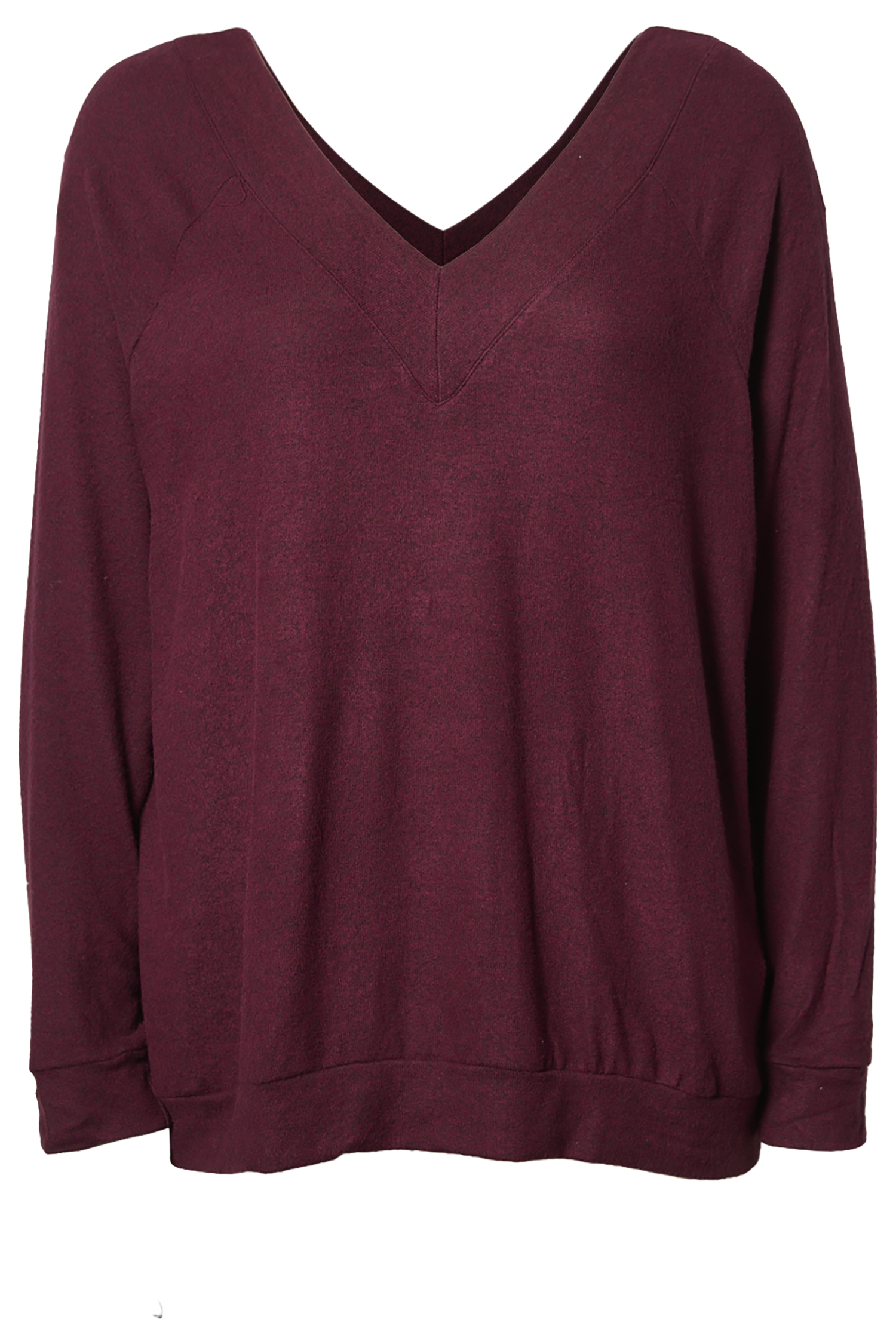 Double V Neck Long Sleeve Top