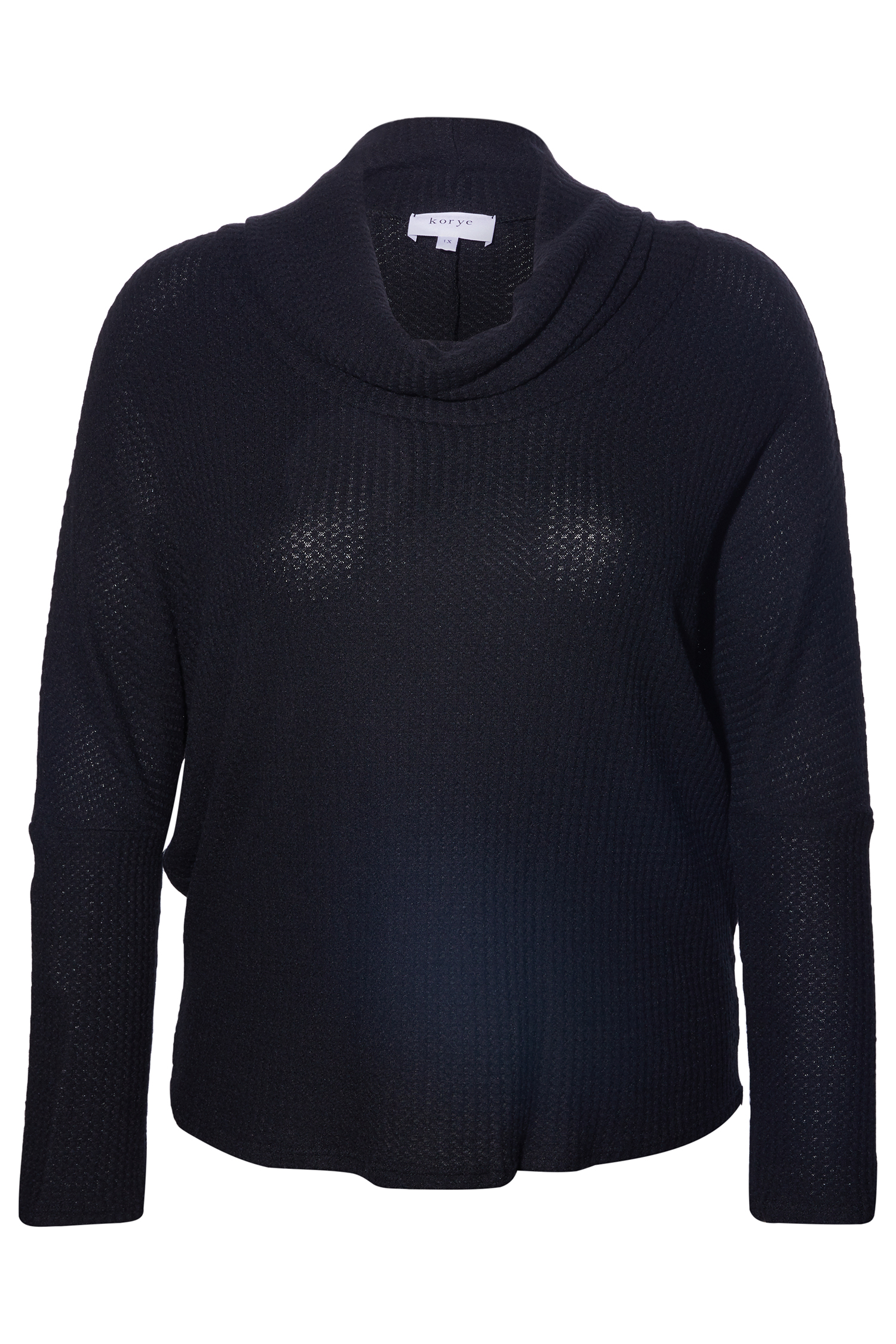 Cowl Neck Brushed Waffle Knit Top