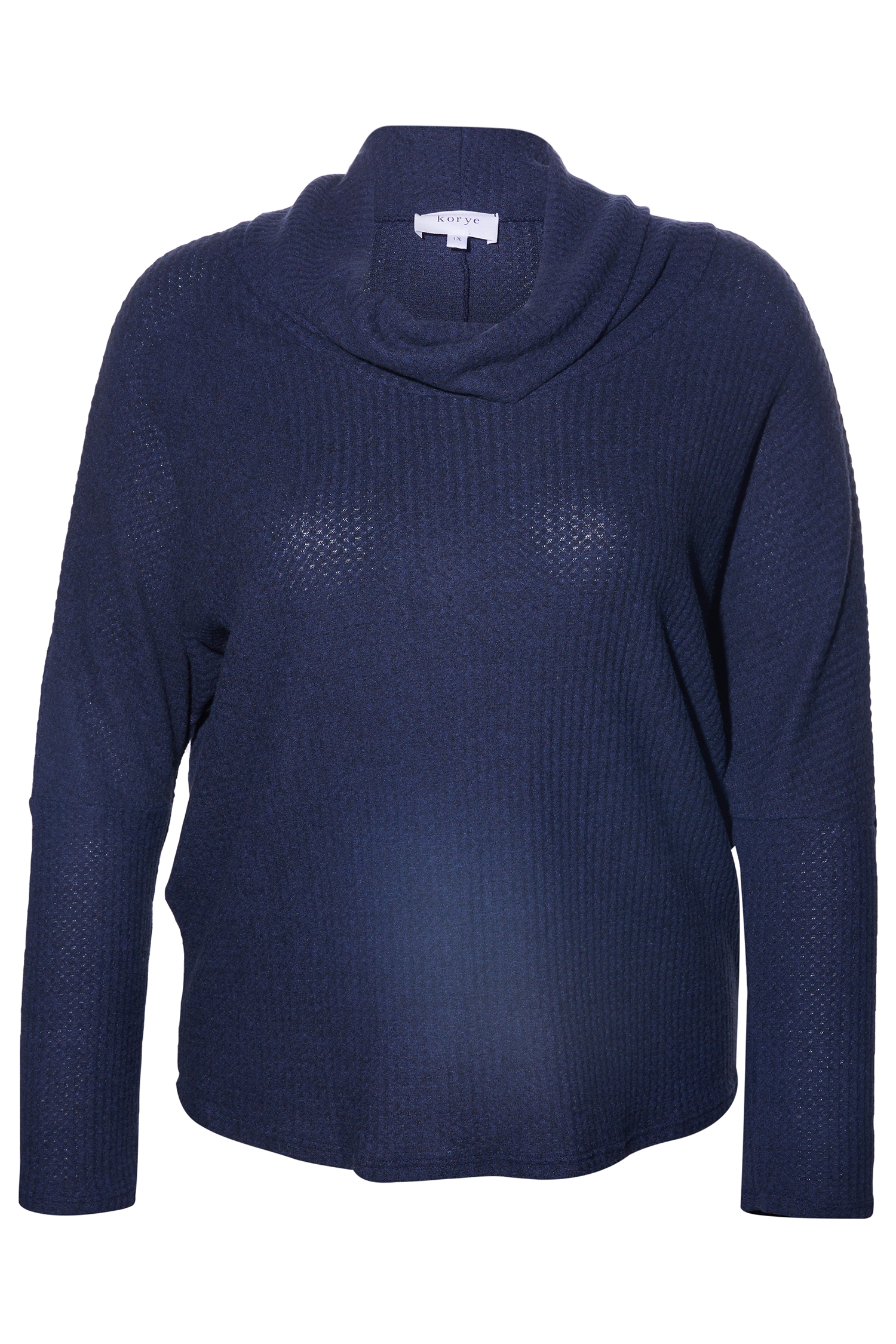 Cowl Neck Brushed Waffle Knit Top