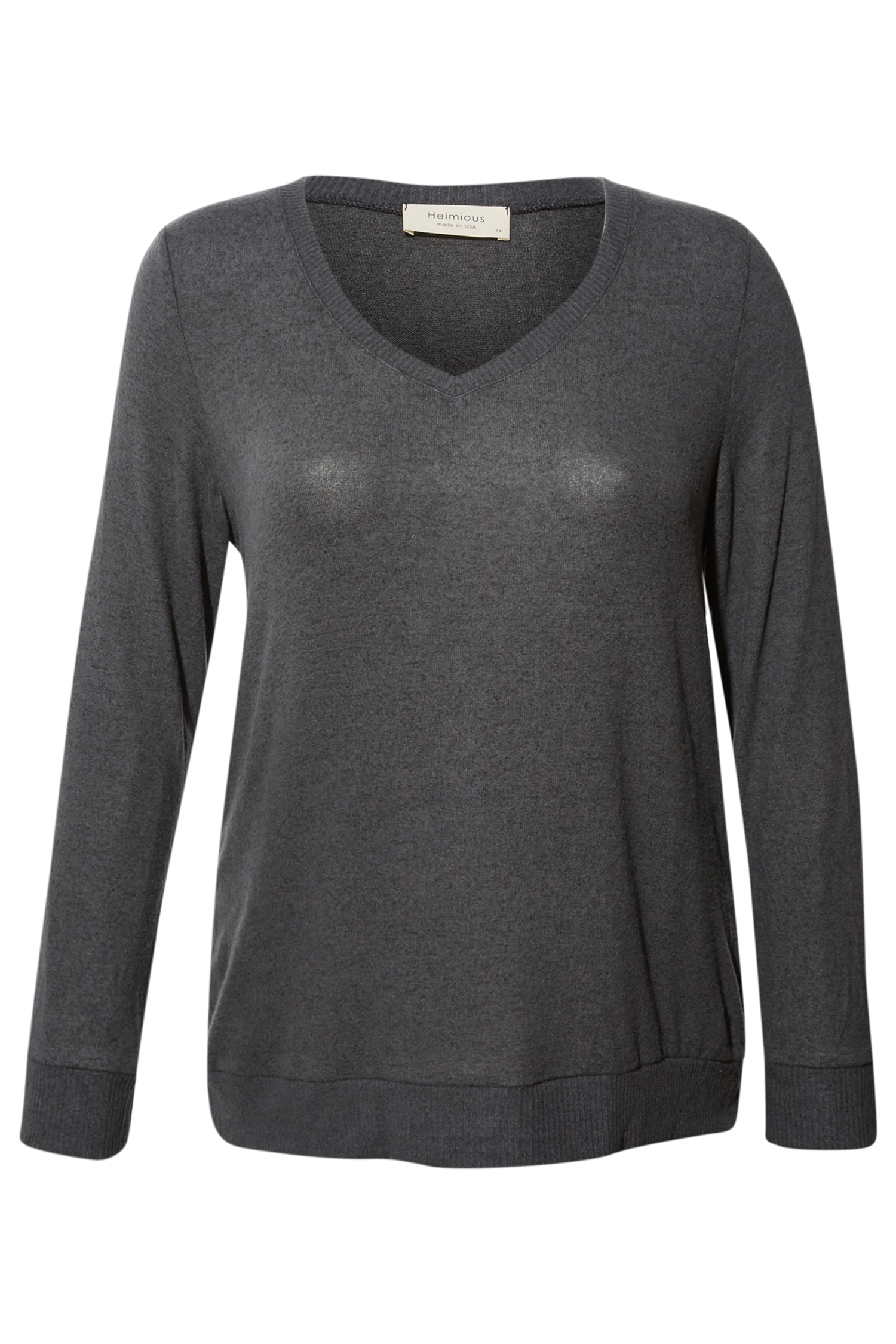 V-Neck Contrast Ribbed Brushed Top