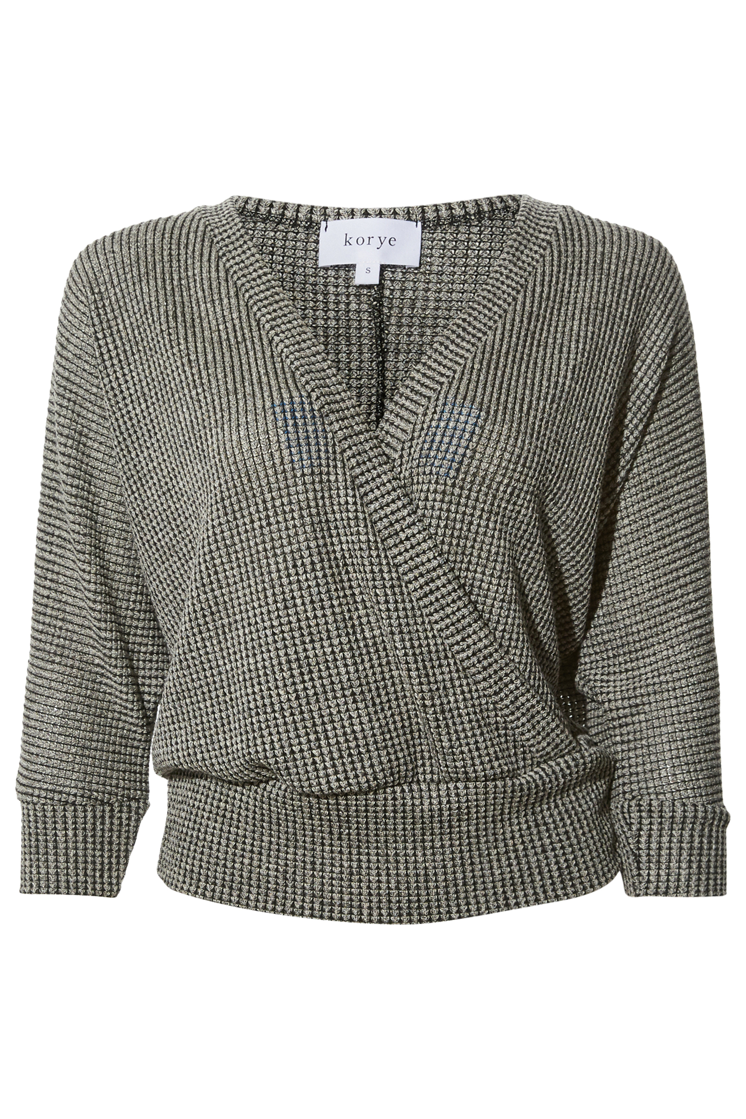 Surplice 3/4 Sleeve Waffle Top