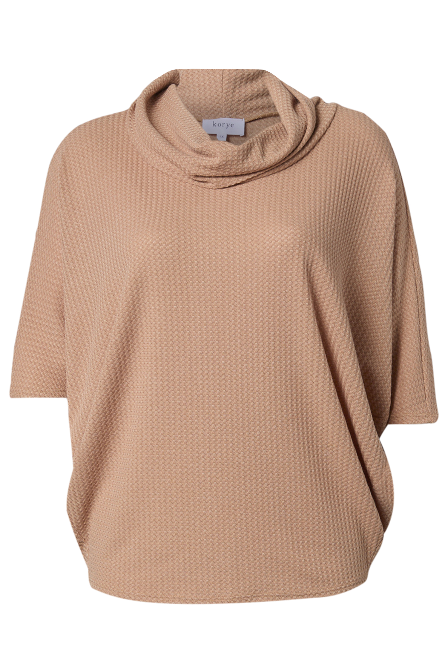 Cowl Neck Waffle Knit Top