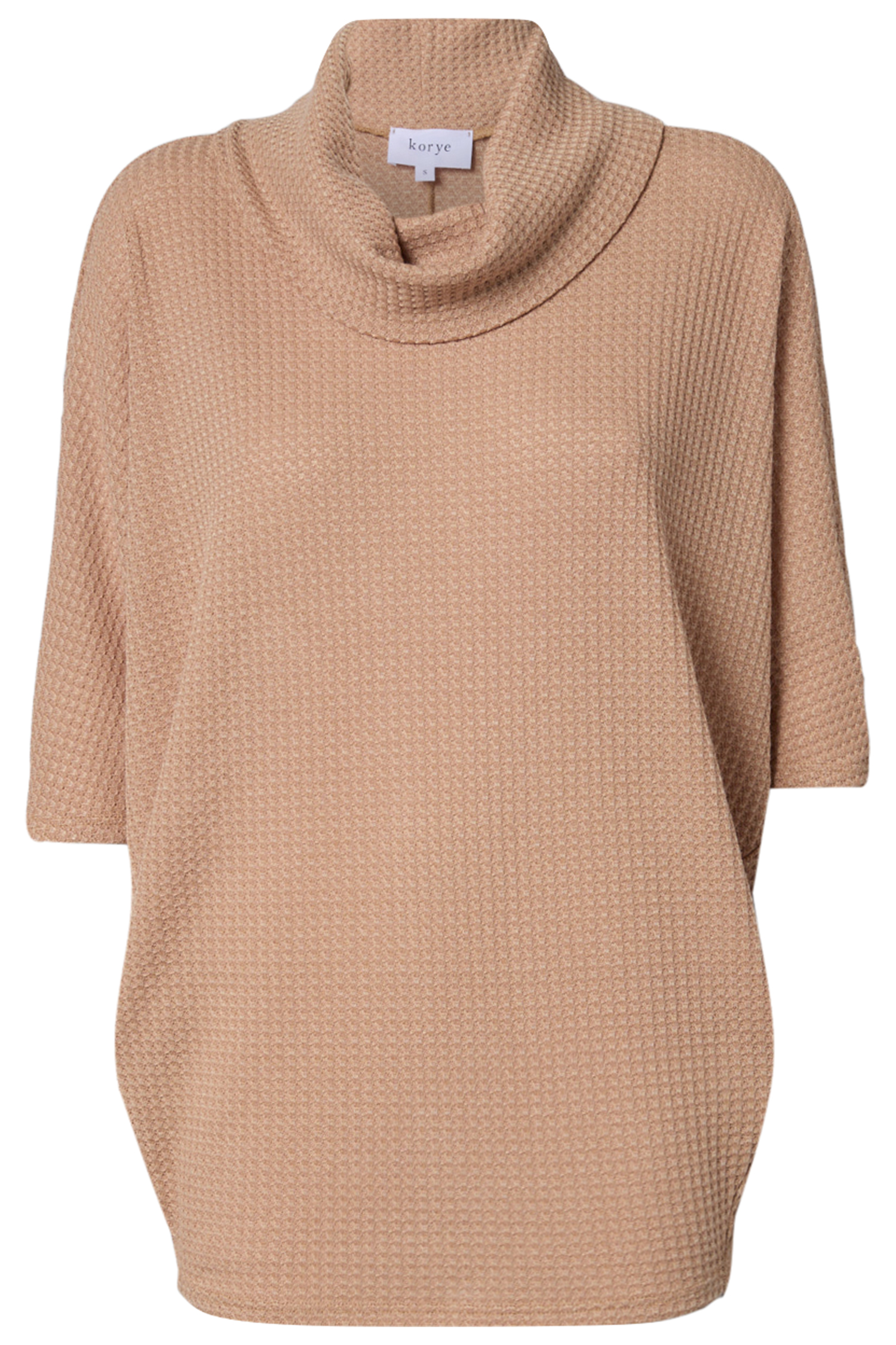 Cowl Neck Waffle Knit Top