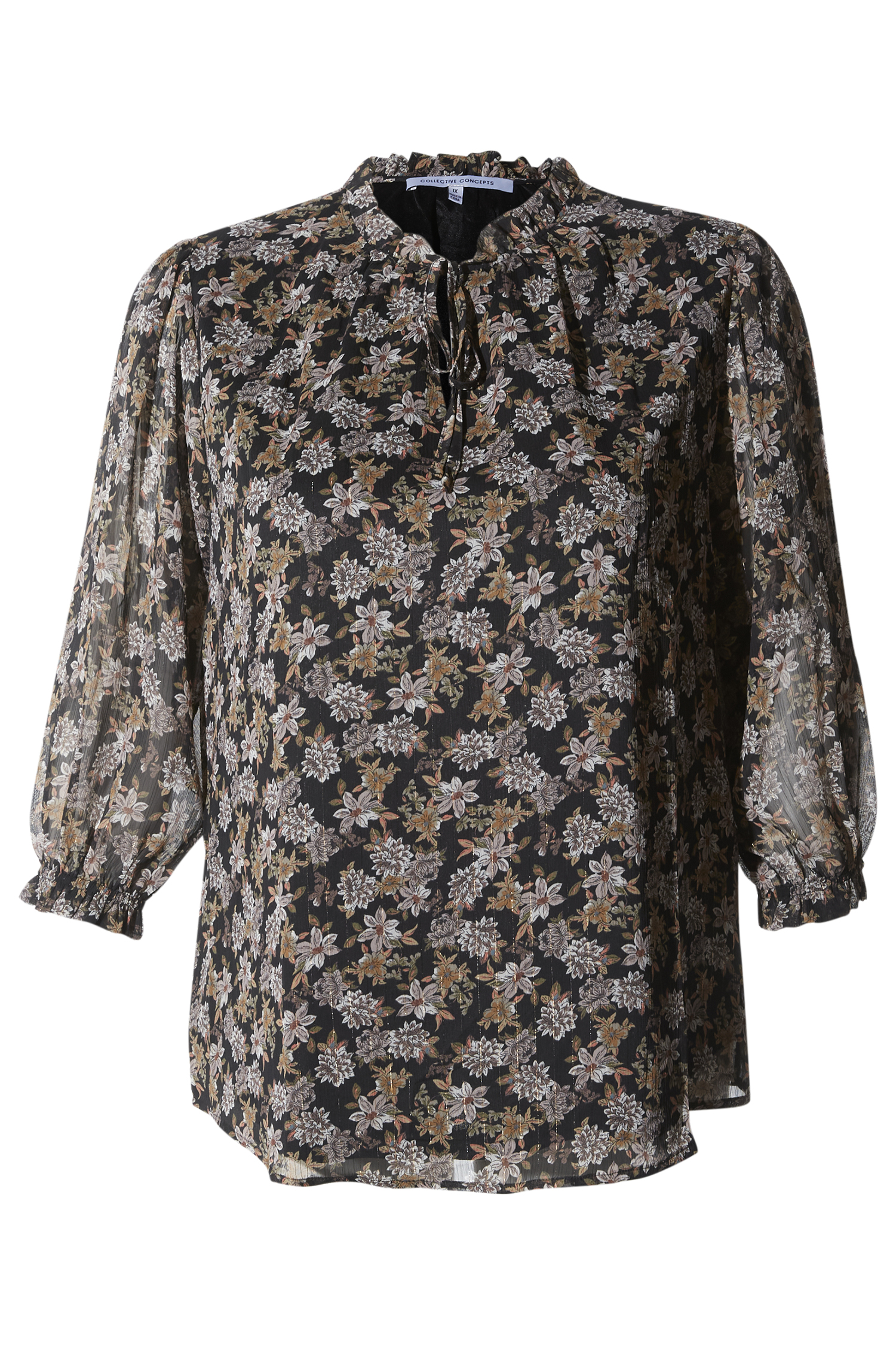 Split Neck Floral Blouse