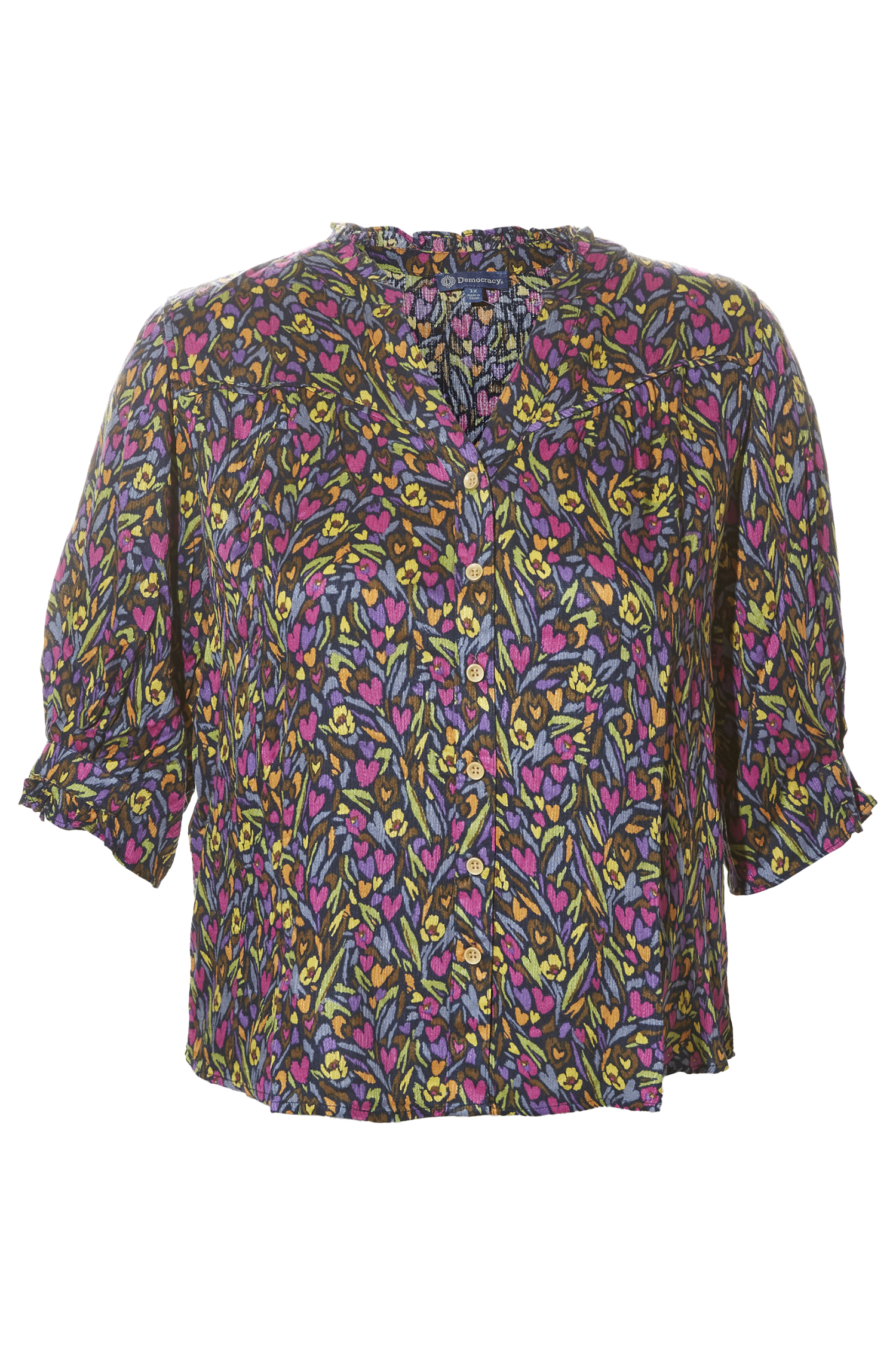 Democracy Split Neck Printed Top