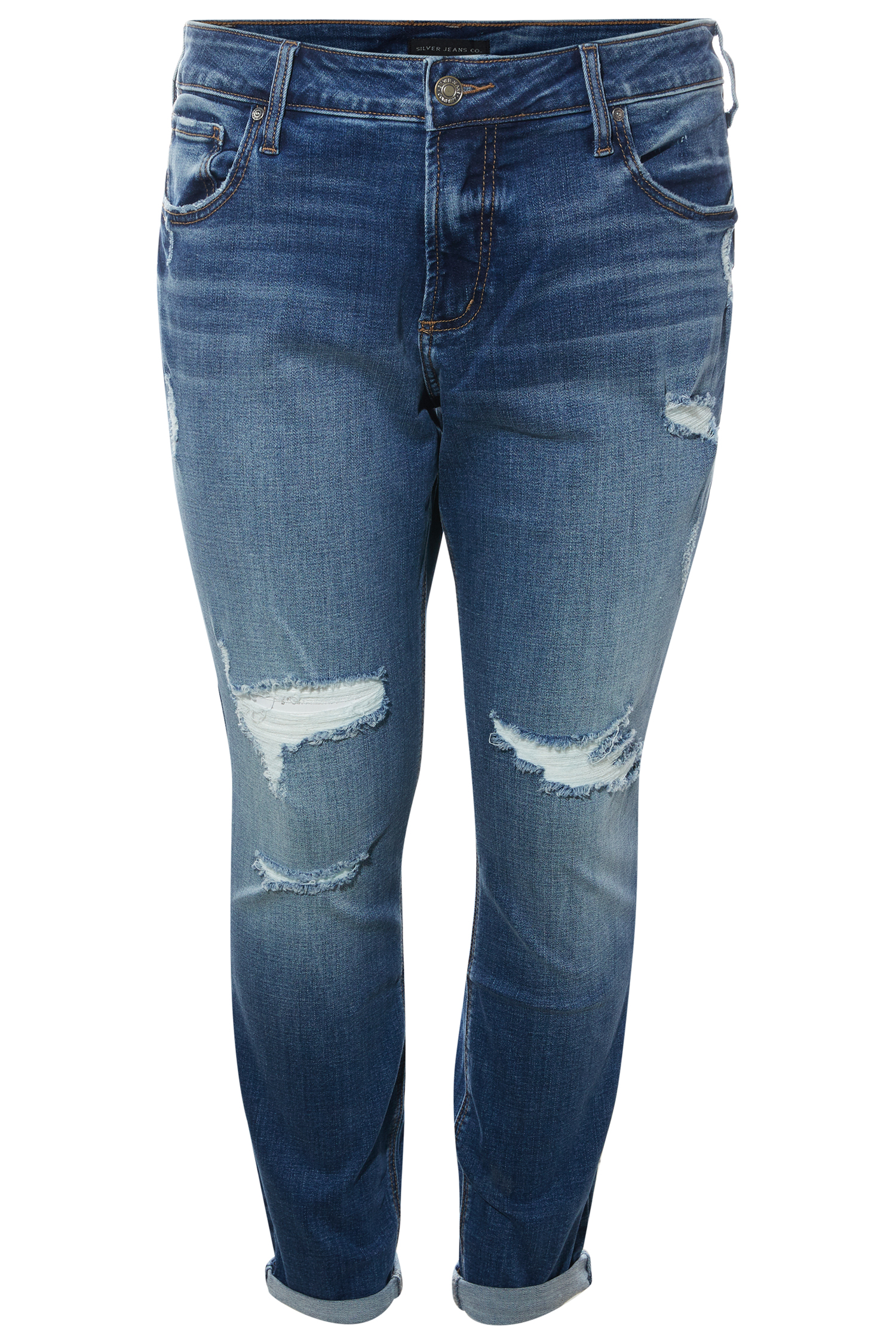 Silver Jeans Co. High Rise Distressed Slim Boyfriend Jean