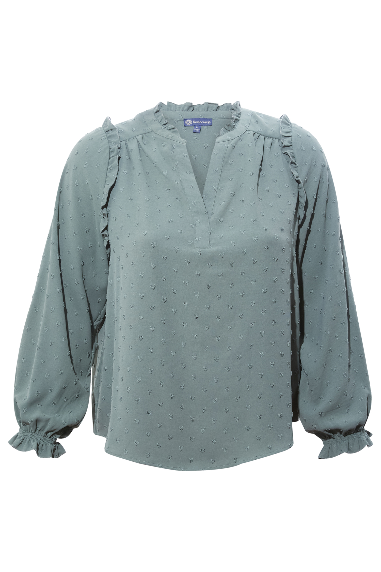 Democracy Swiss Dot Ruffle Blouse