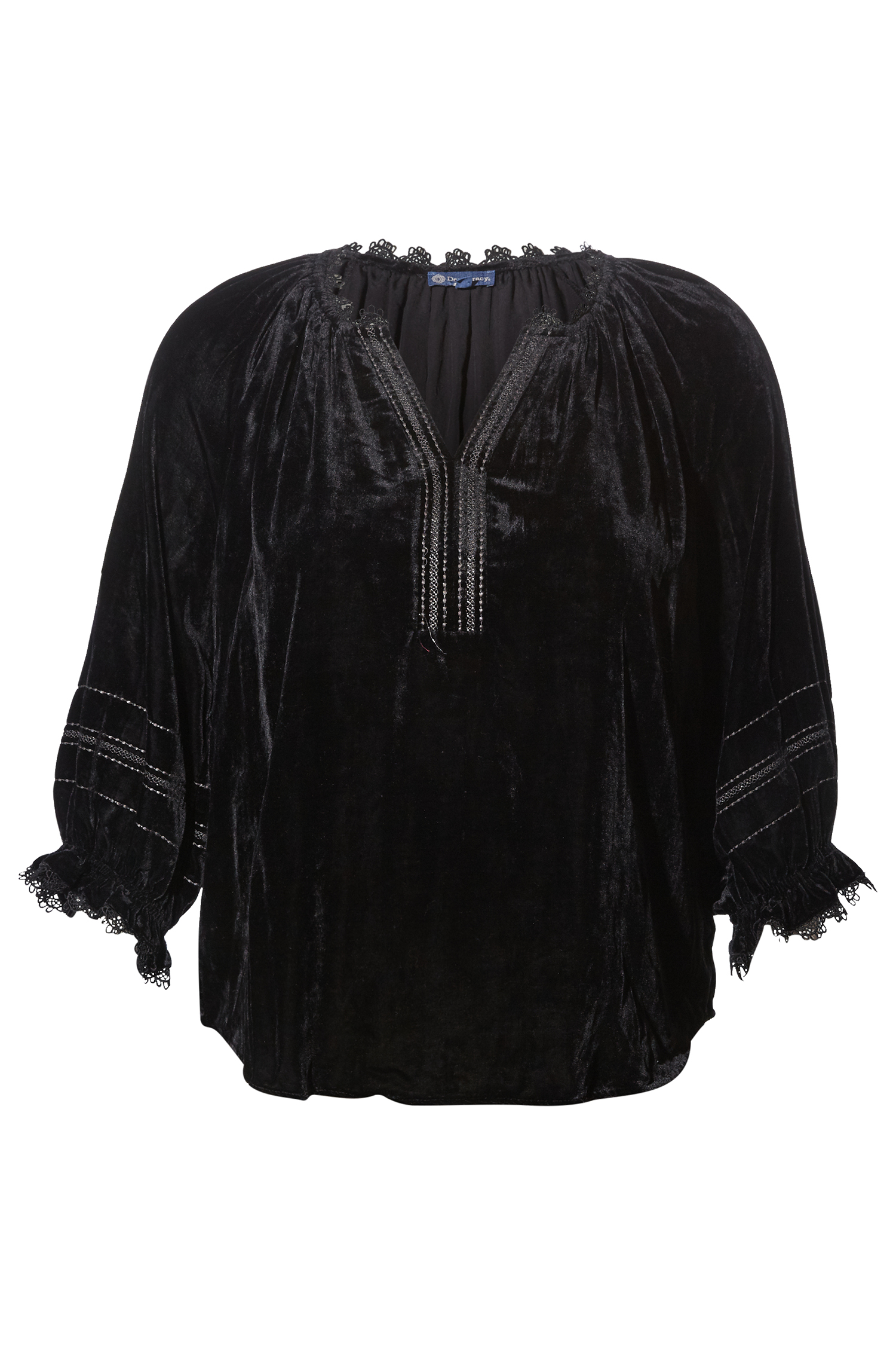Democracy Velvet Lace Trim Blouse