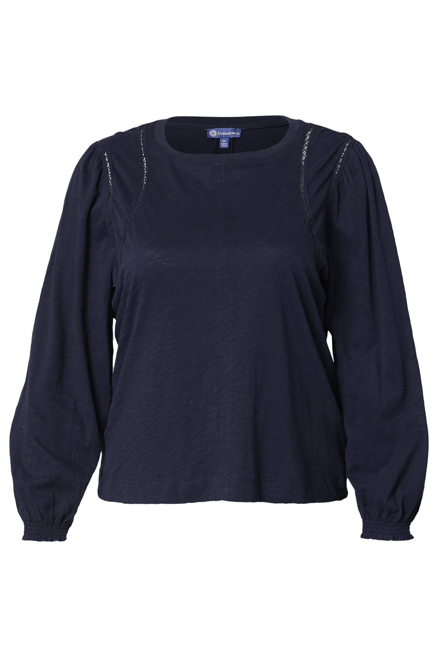 Democracy Crochet Detailed Crew Neck