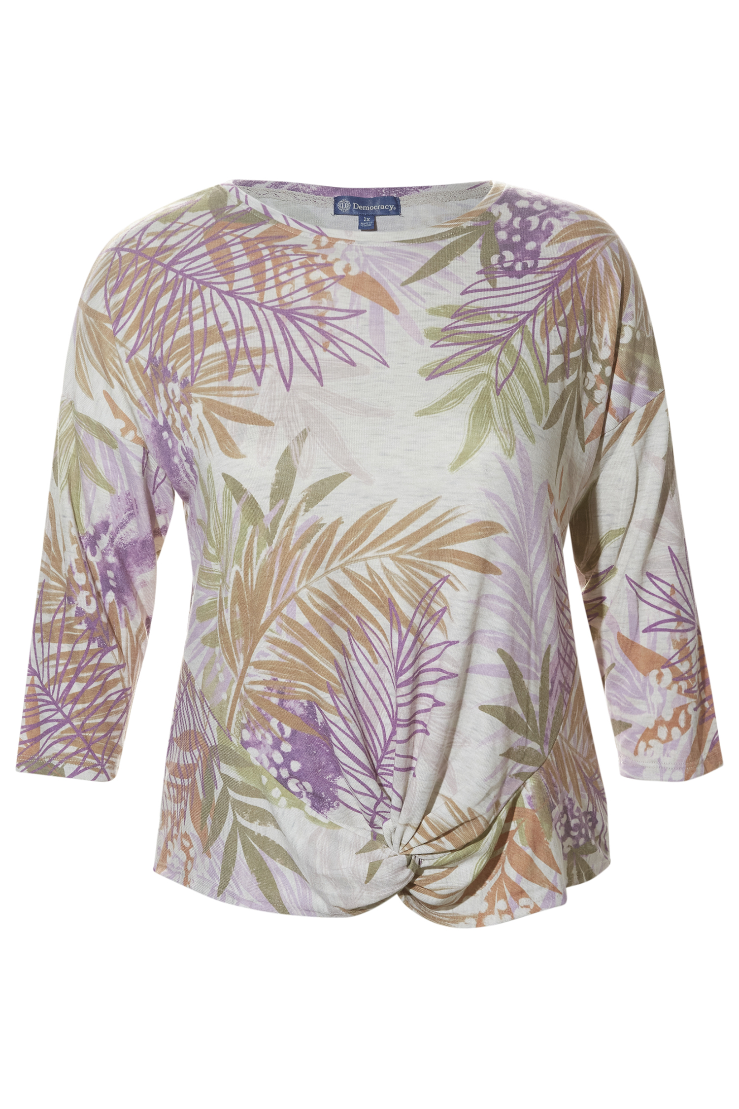 Democracy 3/4 Sleeve Scoop Neck Top