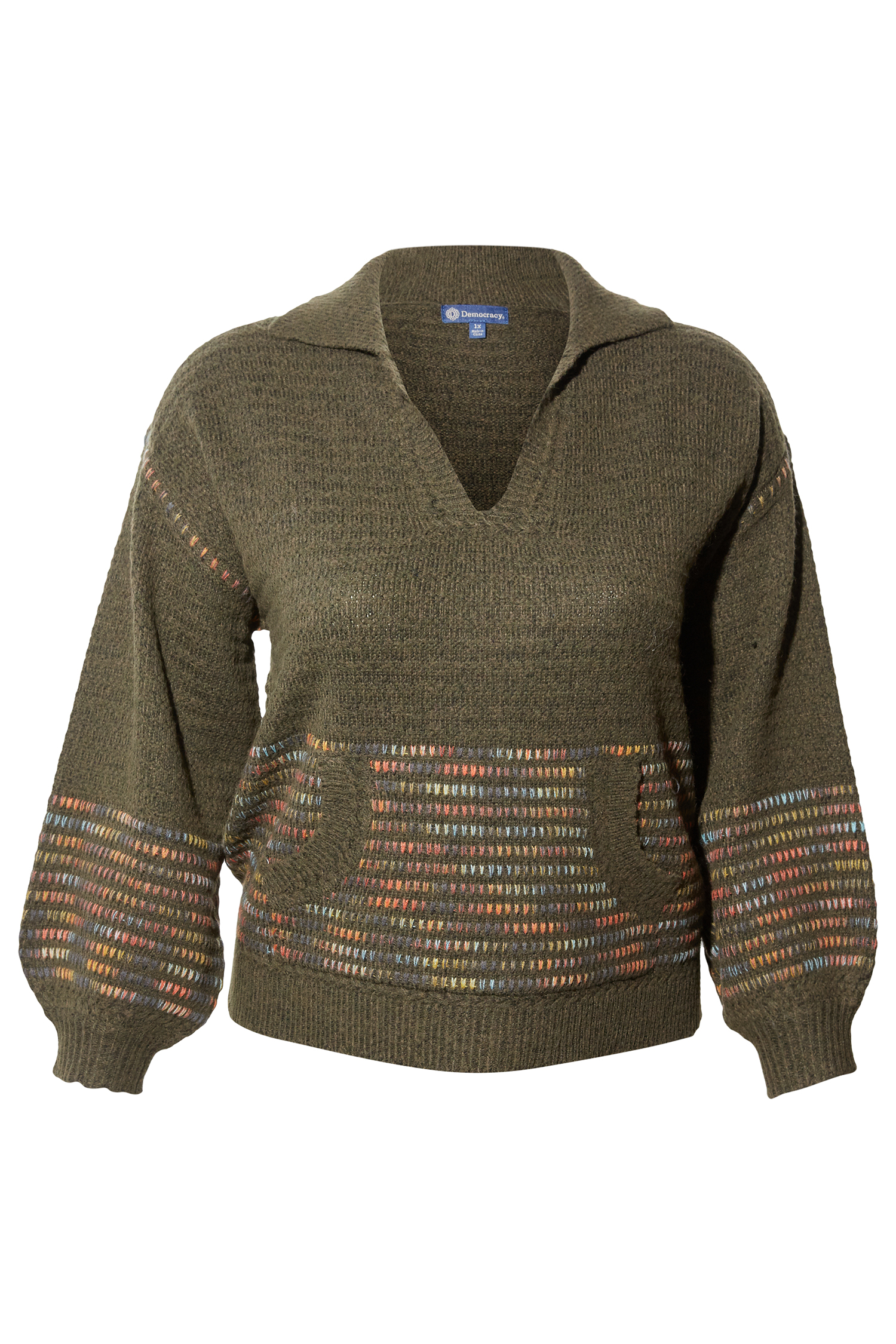Democracy Split Neck Pullover Sweater