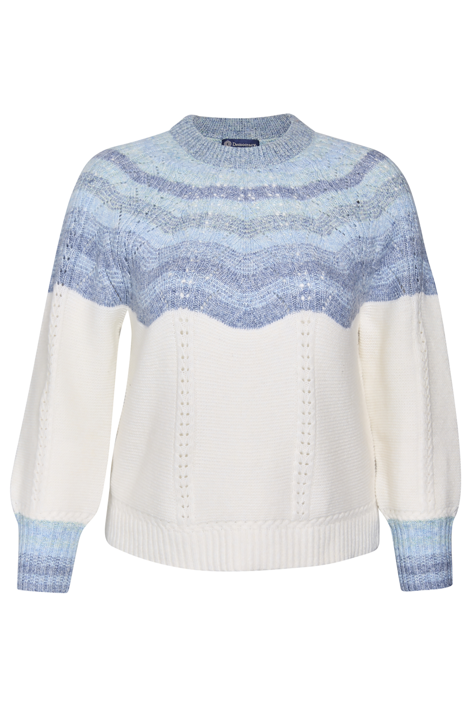 Long Blouson Sleeve Round Neck Sweater