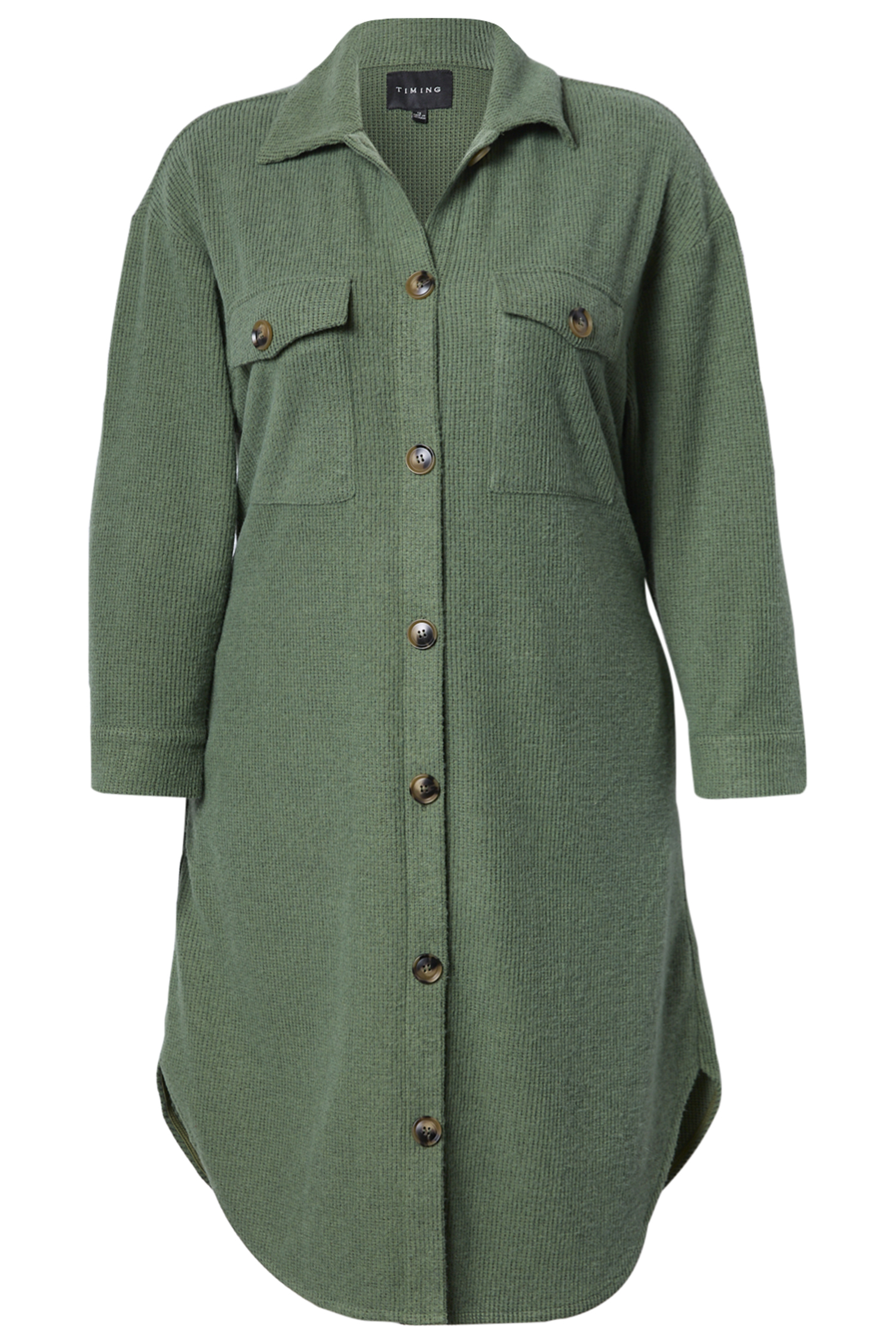 Collar Button Long Soft Shacket
