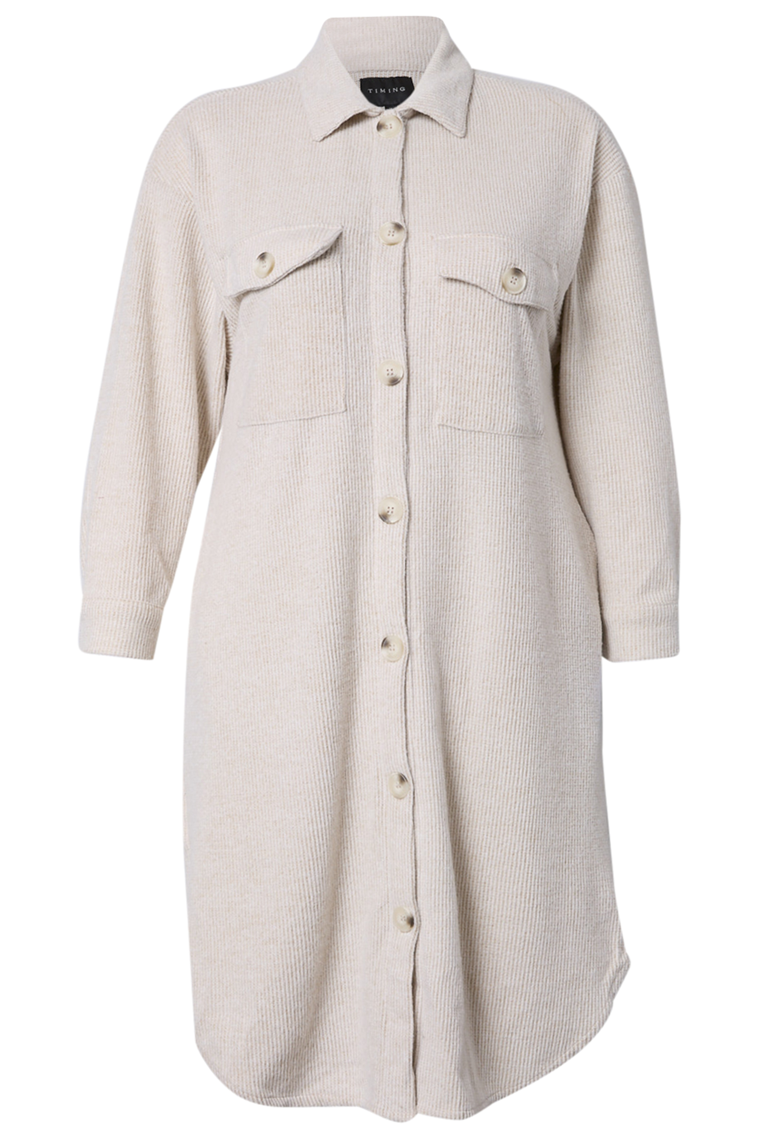 Collar Button Long Soft Shacket