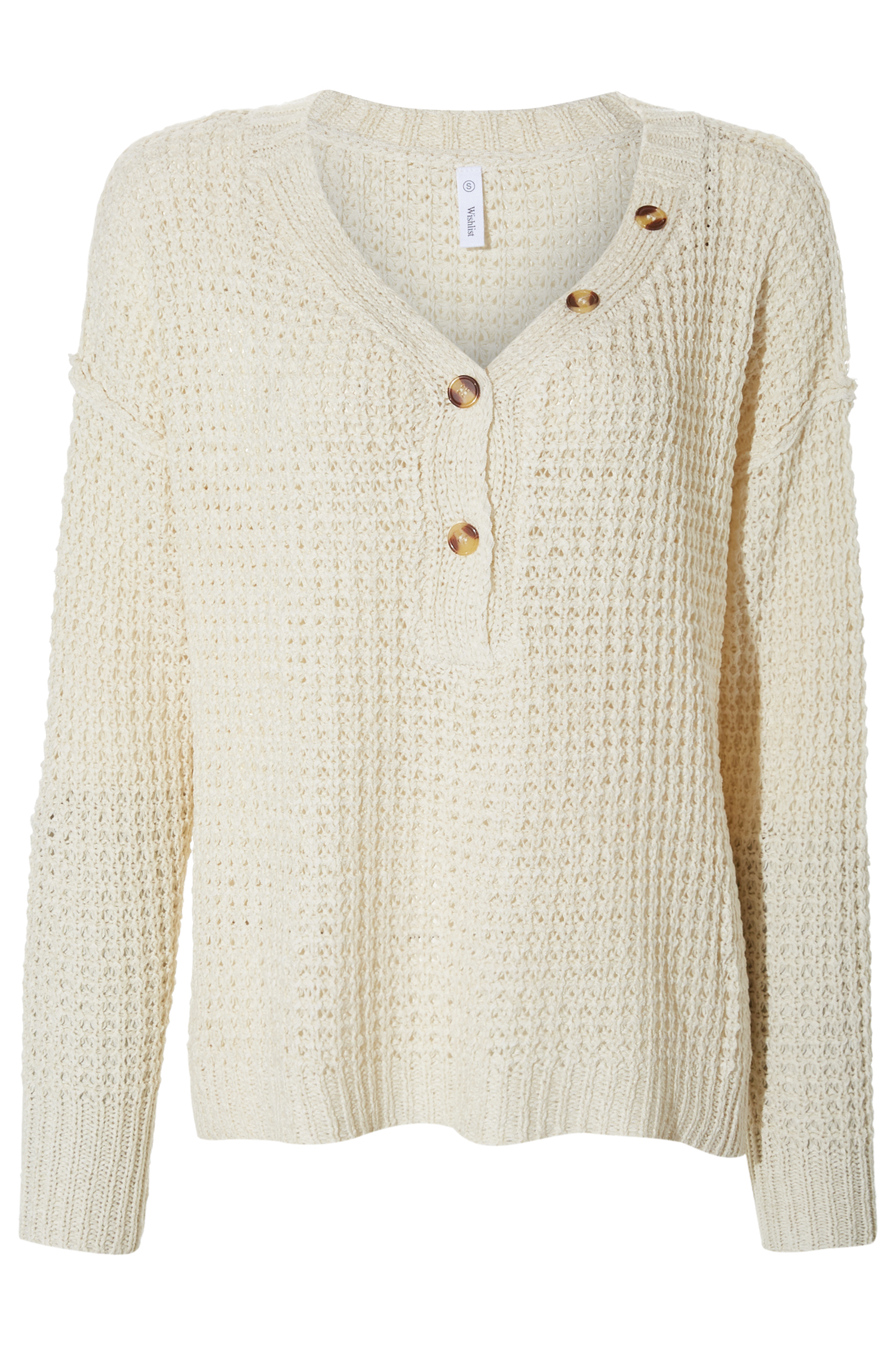 Button Front Waffle Pullover