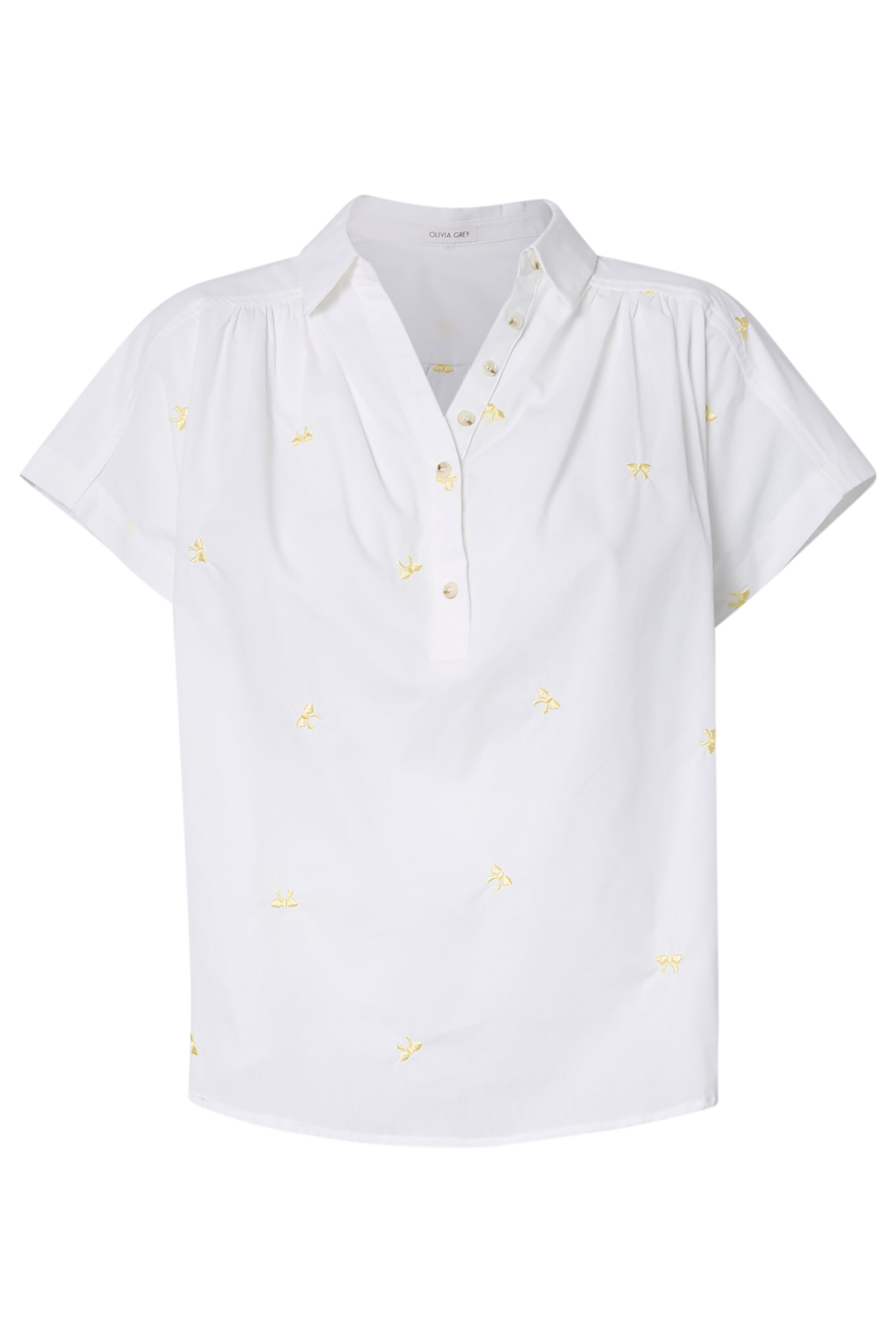 Embroidered Bow Blouse