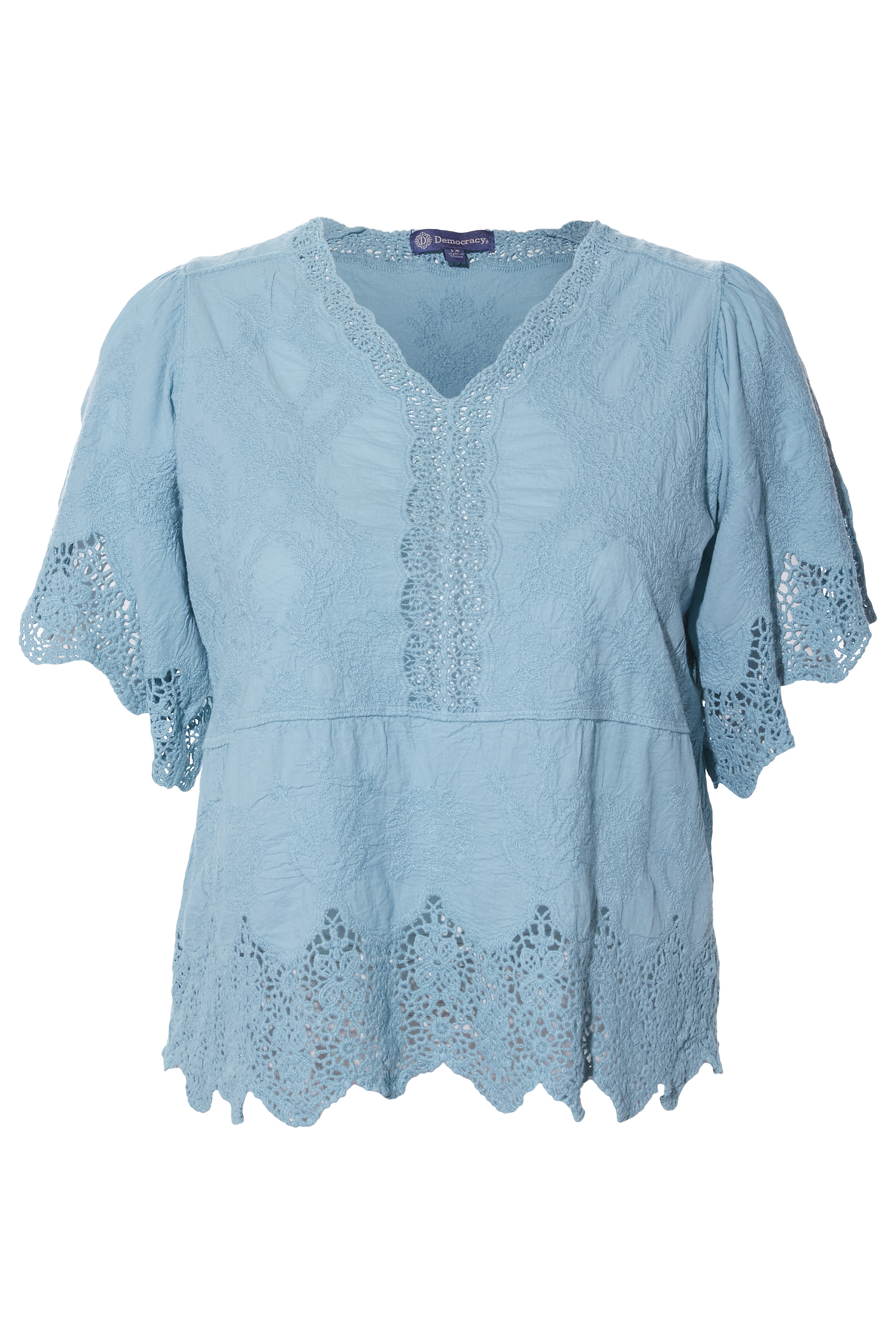 Democracy Eyelet Lace Trim Top