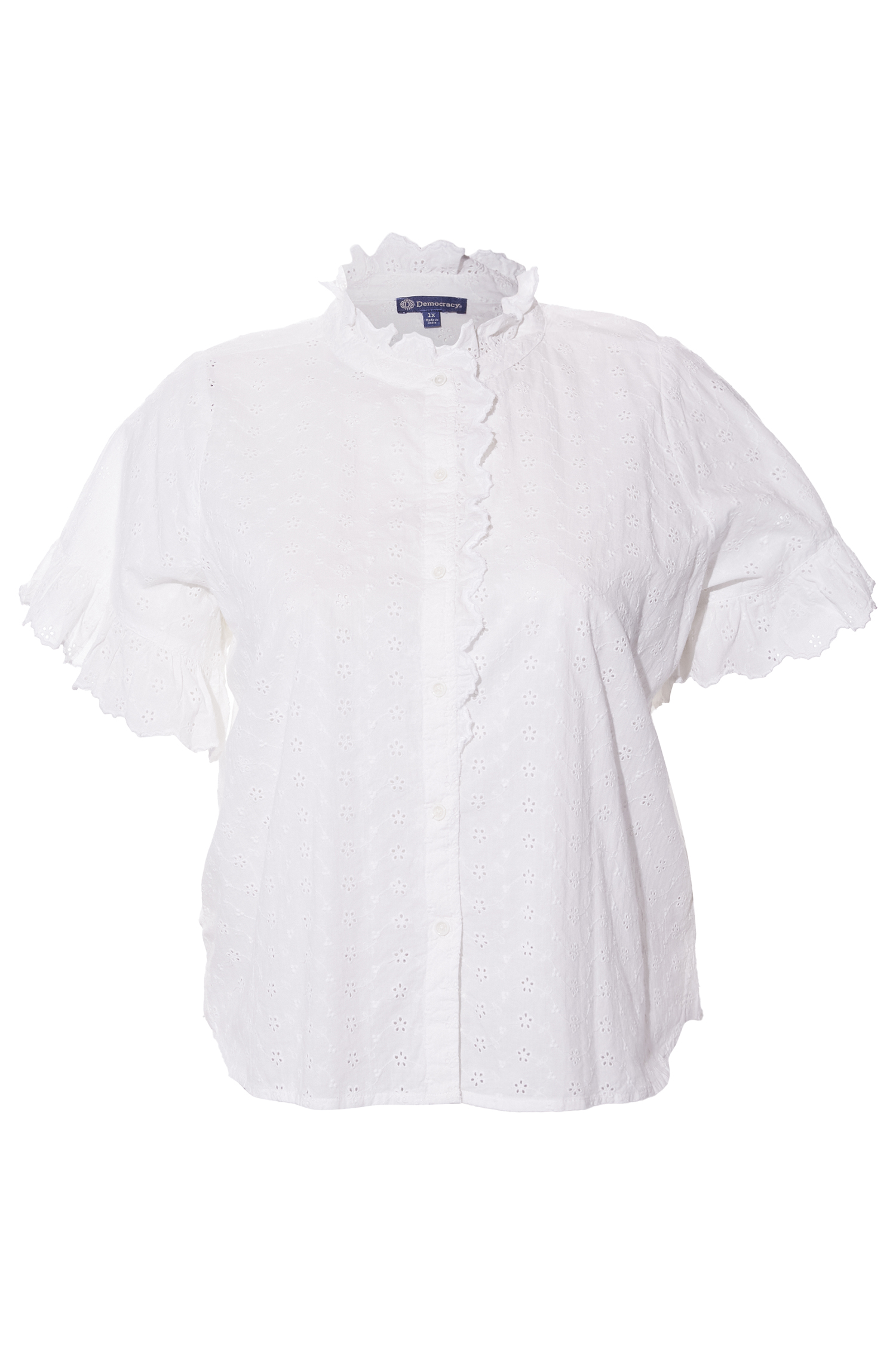 Democracy Flutter Sleeve Eyelet Top