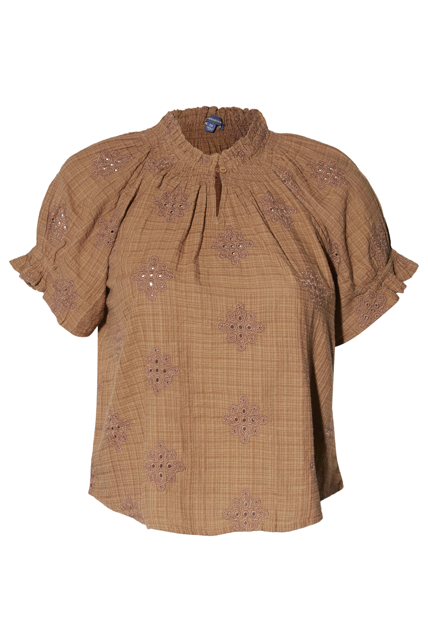 Democracy Keyhole Embroidered Top