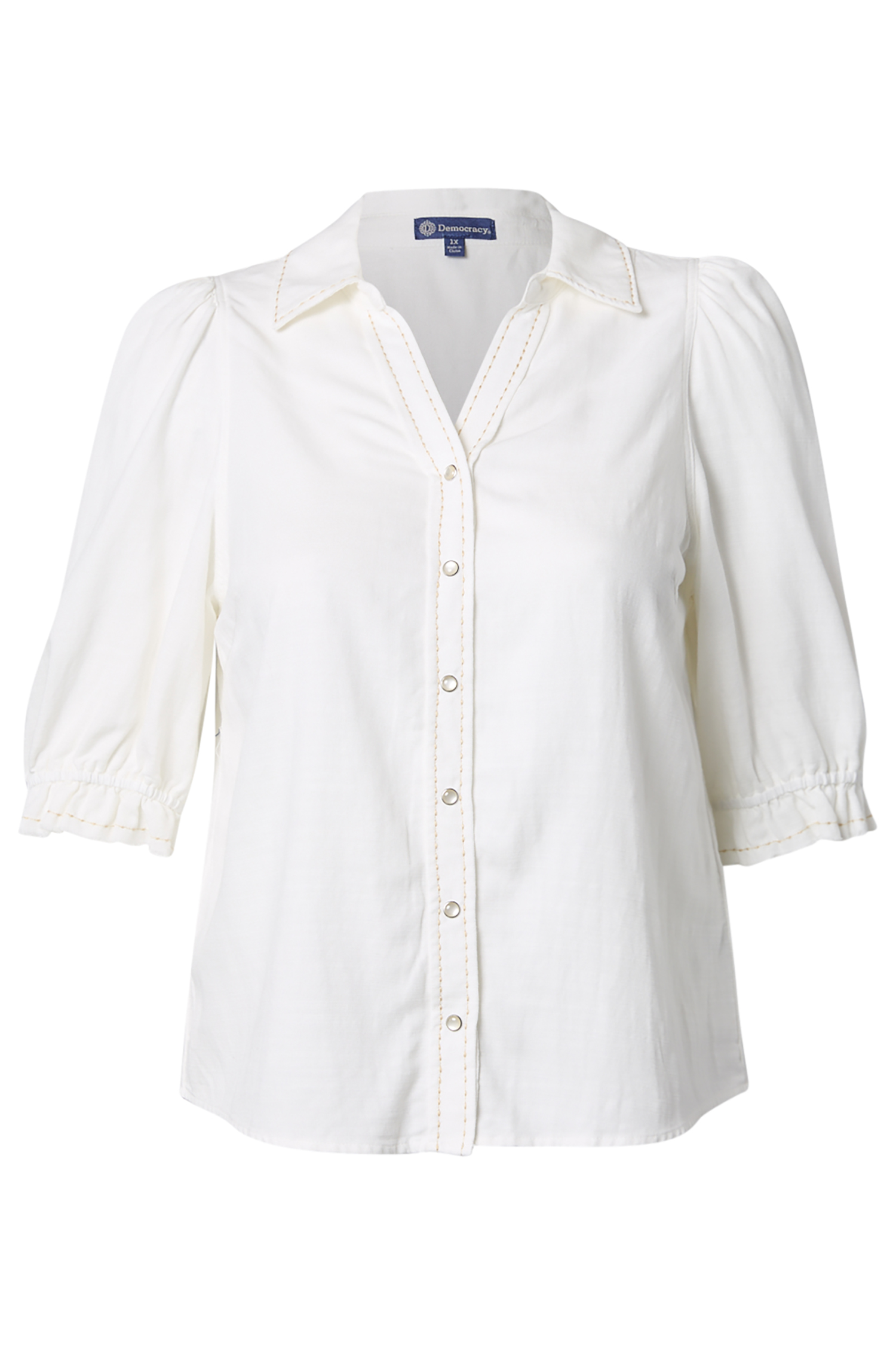 Democracy 3/4 Snap Button Woven Top