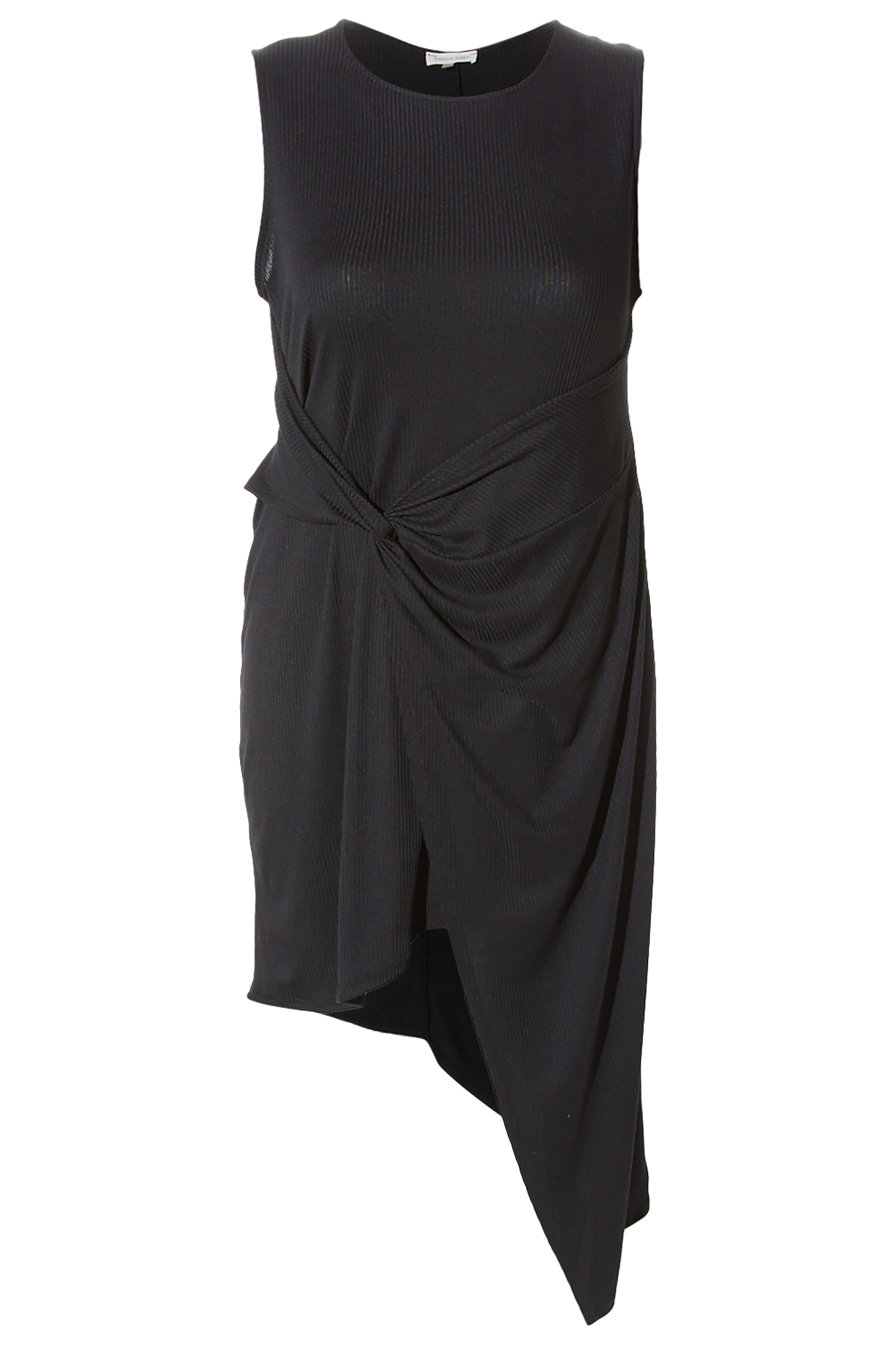 Sleeveless Twist Wrap Rib Midi Dress