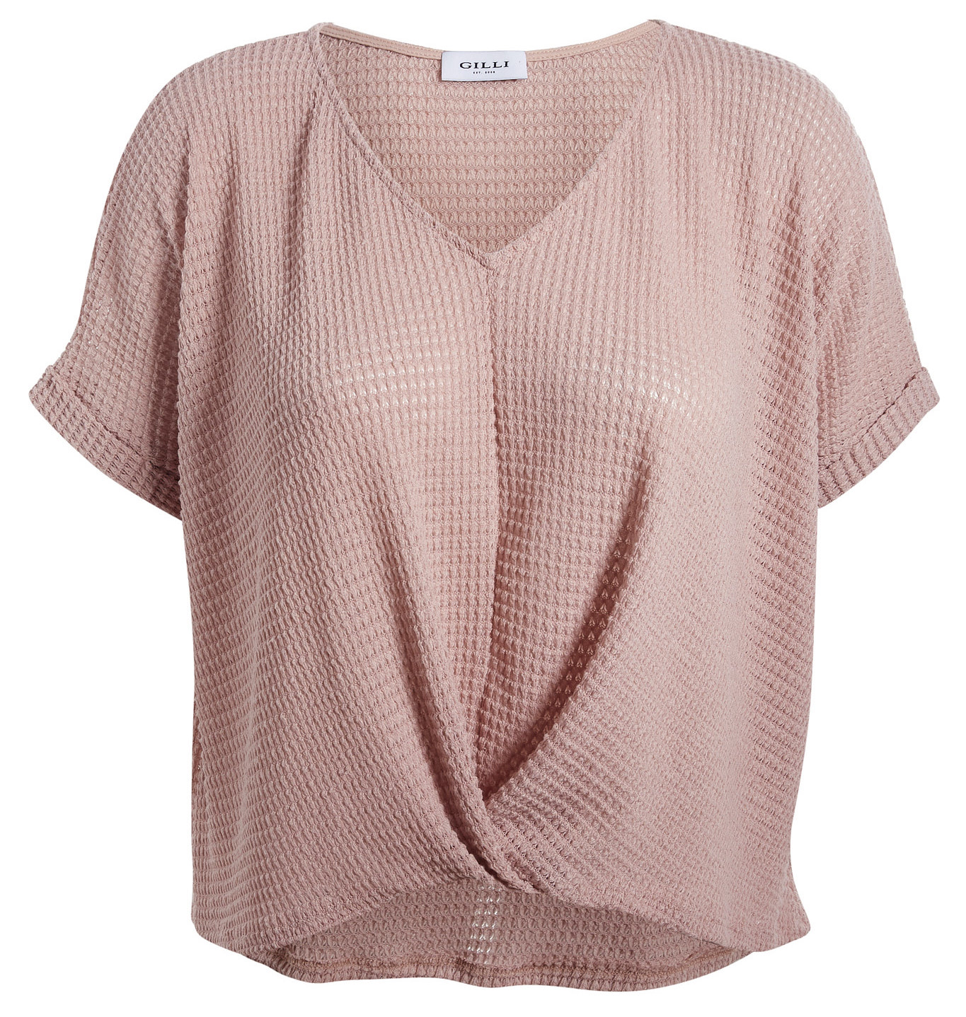 Front Overlap Waffle Knit Top