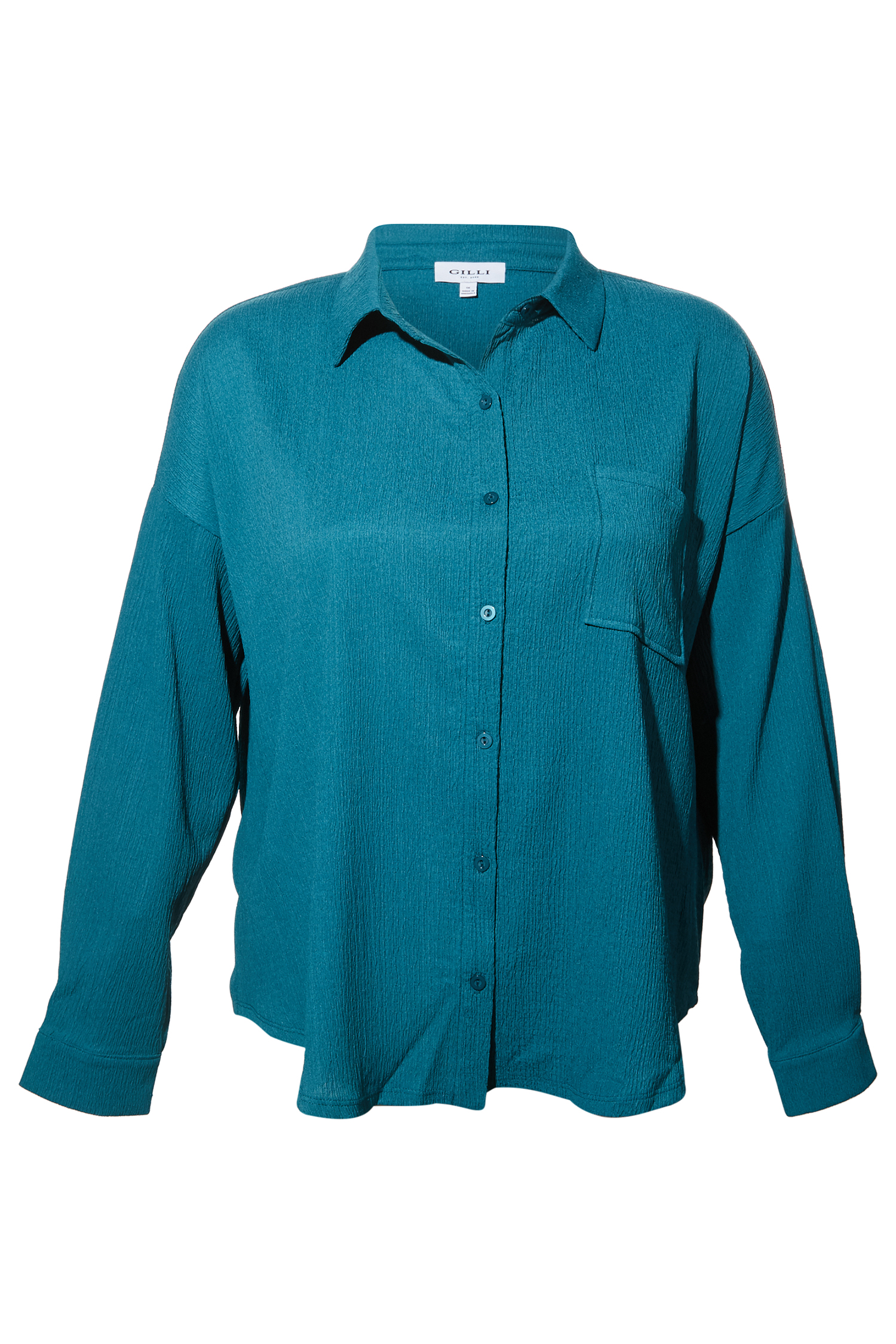 Textured Button Front Blouse