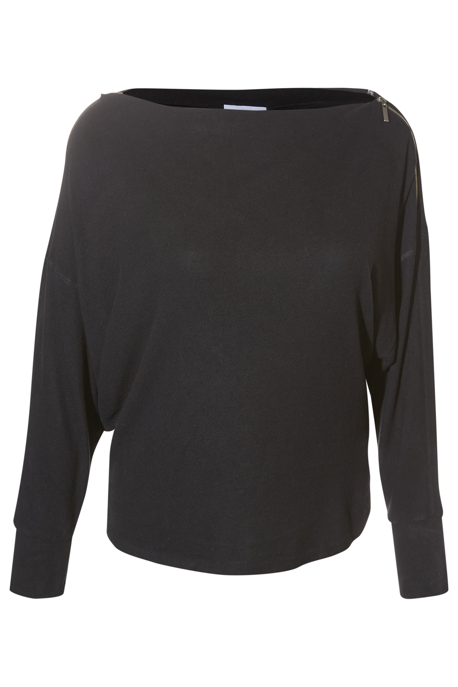 Katie Zipped Boat Neck Long Sleeve Top