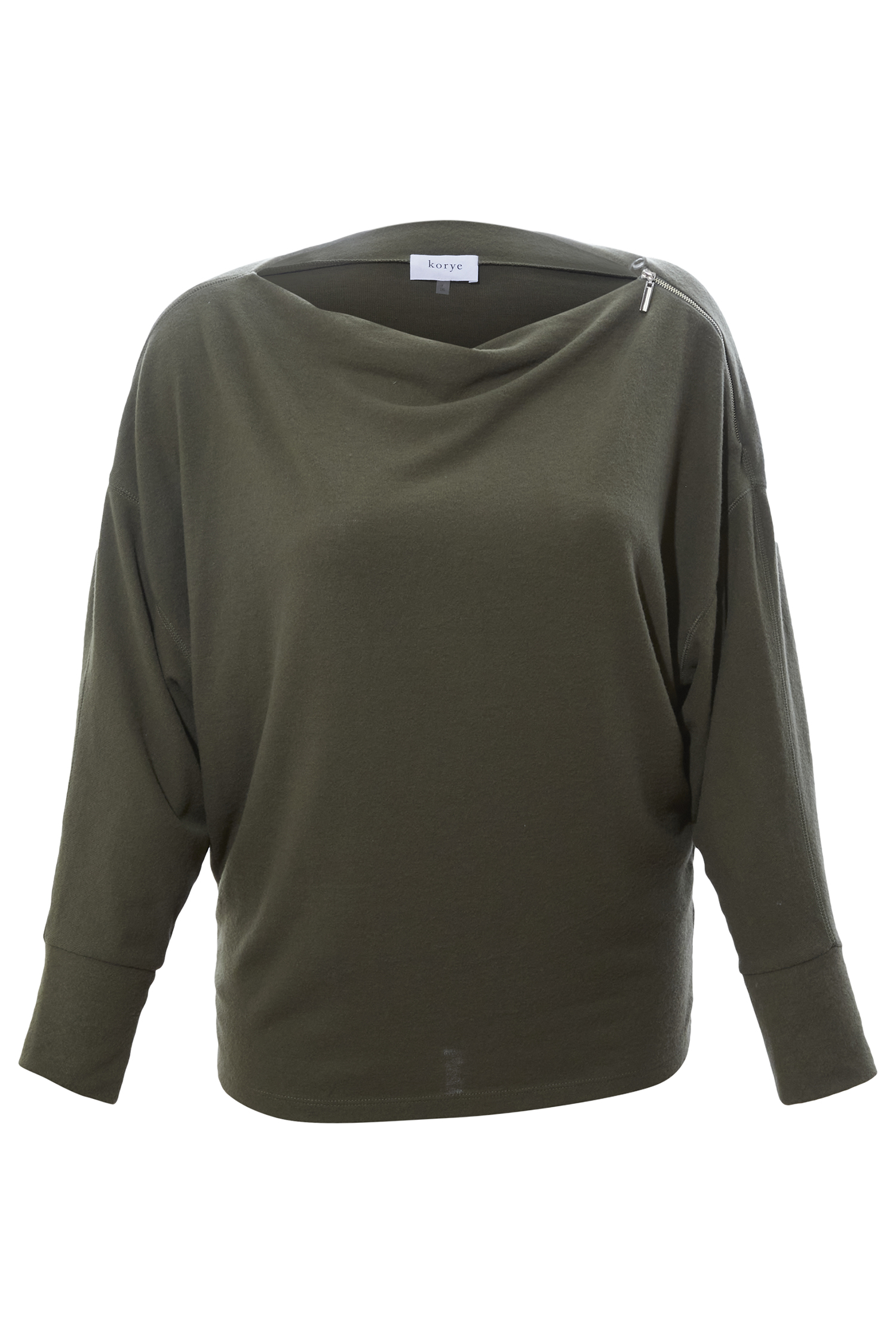 Katie Zipped Boat Neck Long Sleeve Top