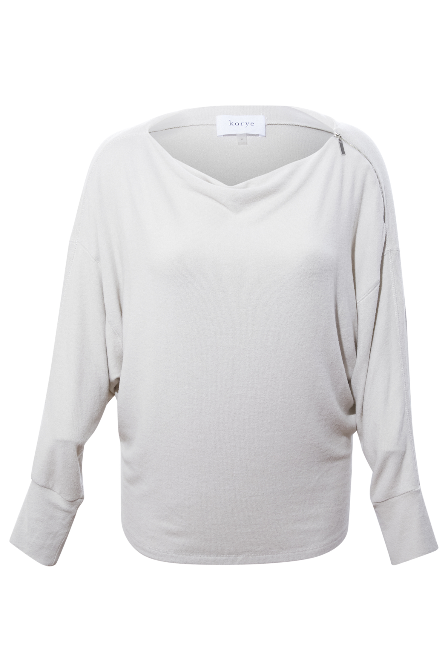 Katie Zipped Boat Neck Long Sleeve Top