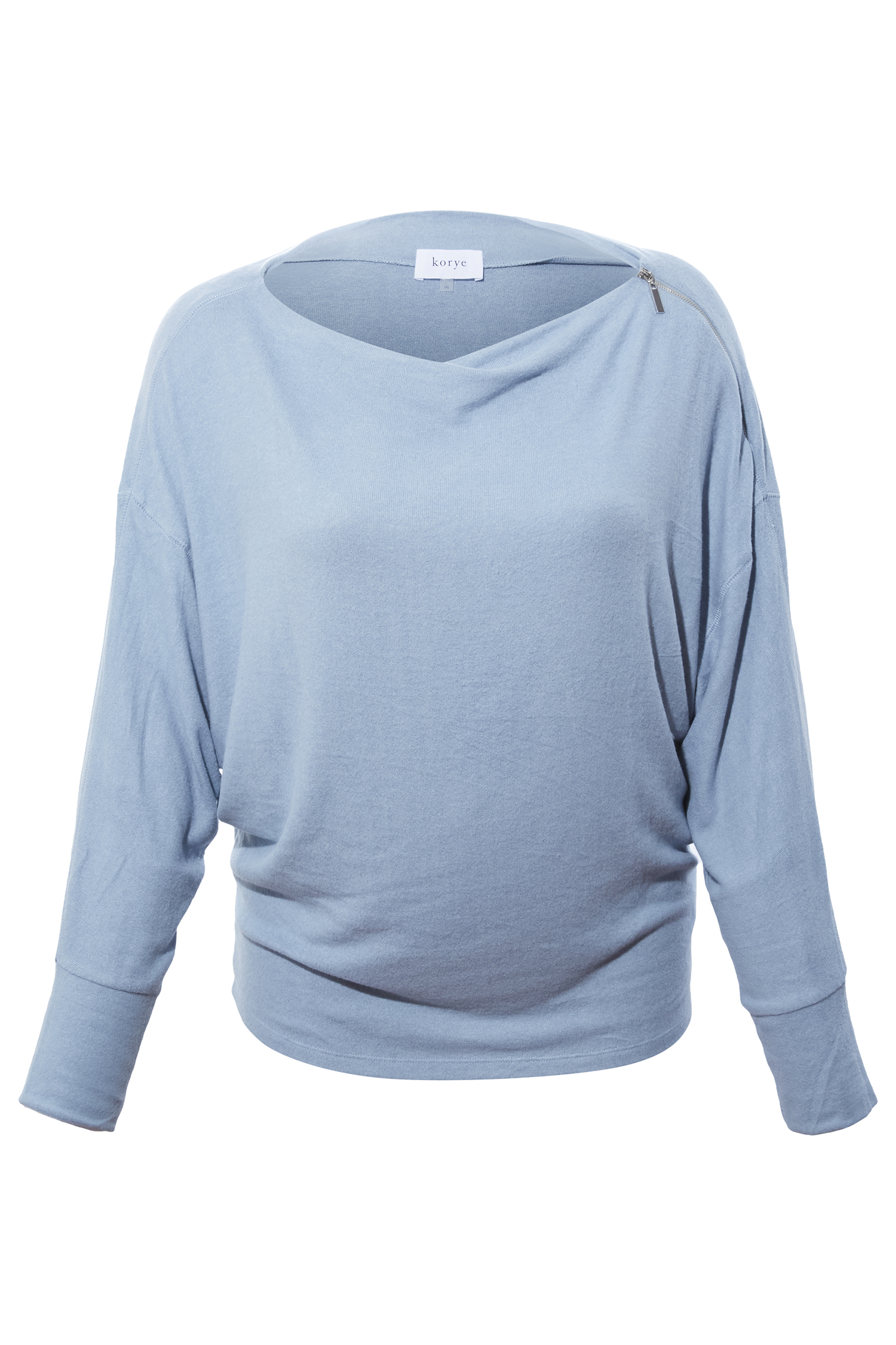 Katie Zipped Boat Neck Long Sleeve Top