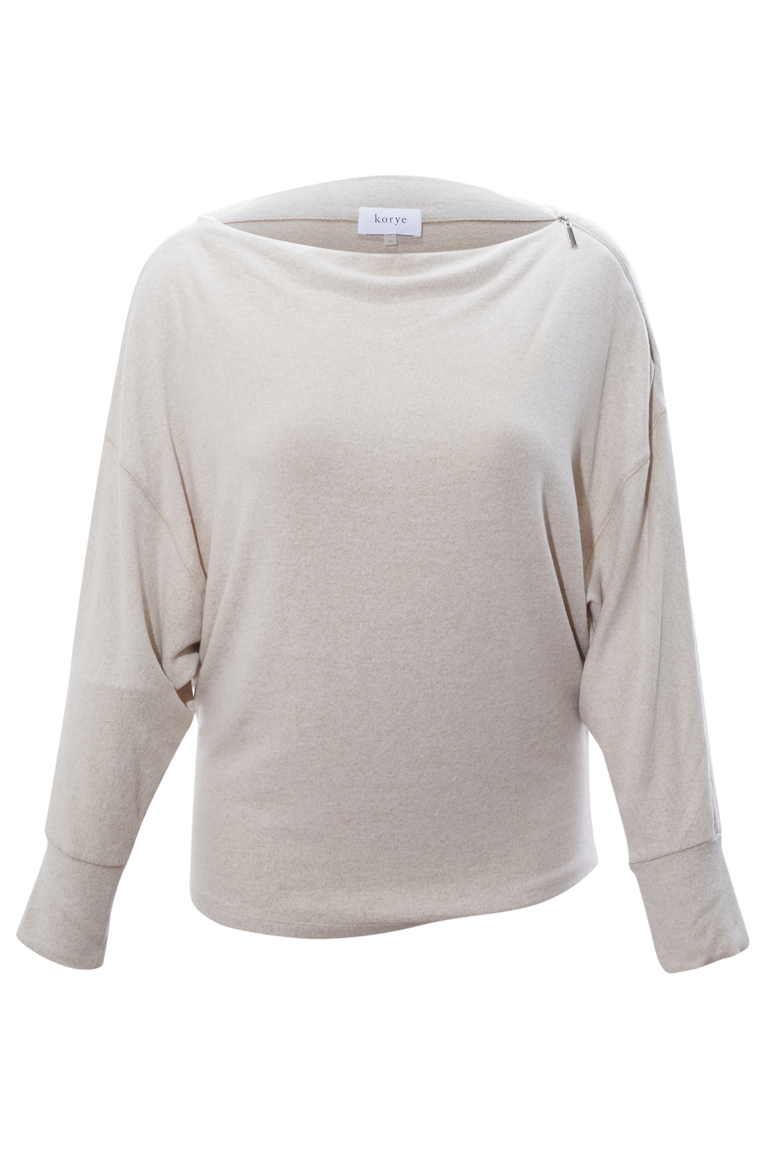 Katie Zipped Boat Neck Long Sleeve Top