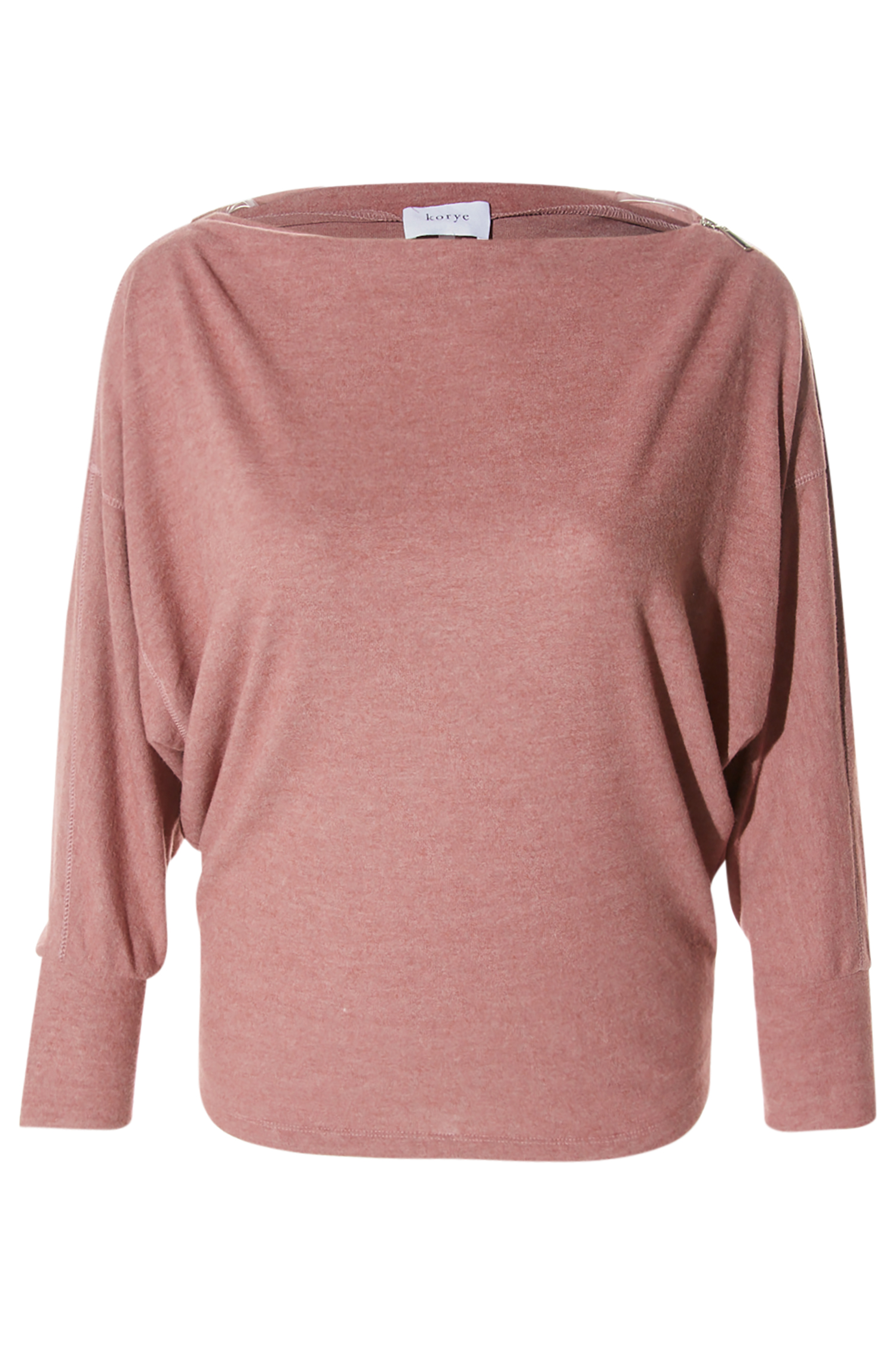 Katie Zipped Boat Neck Brushed Knit Top