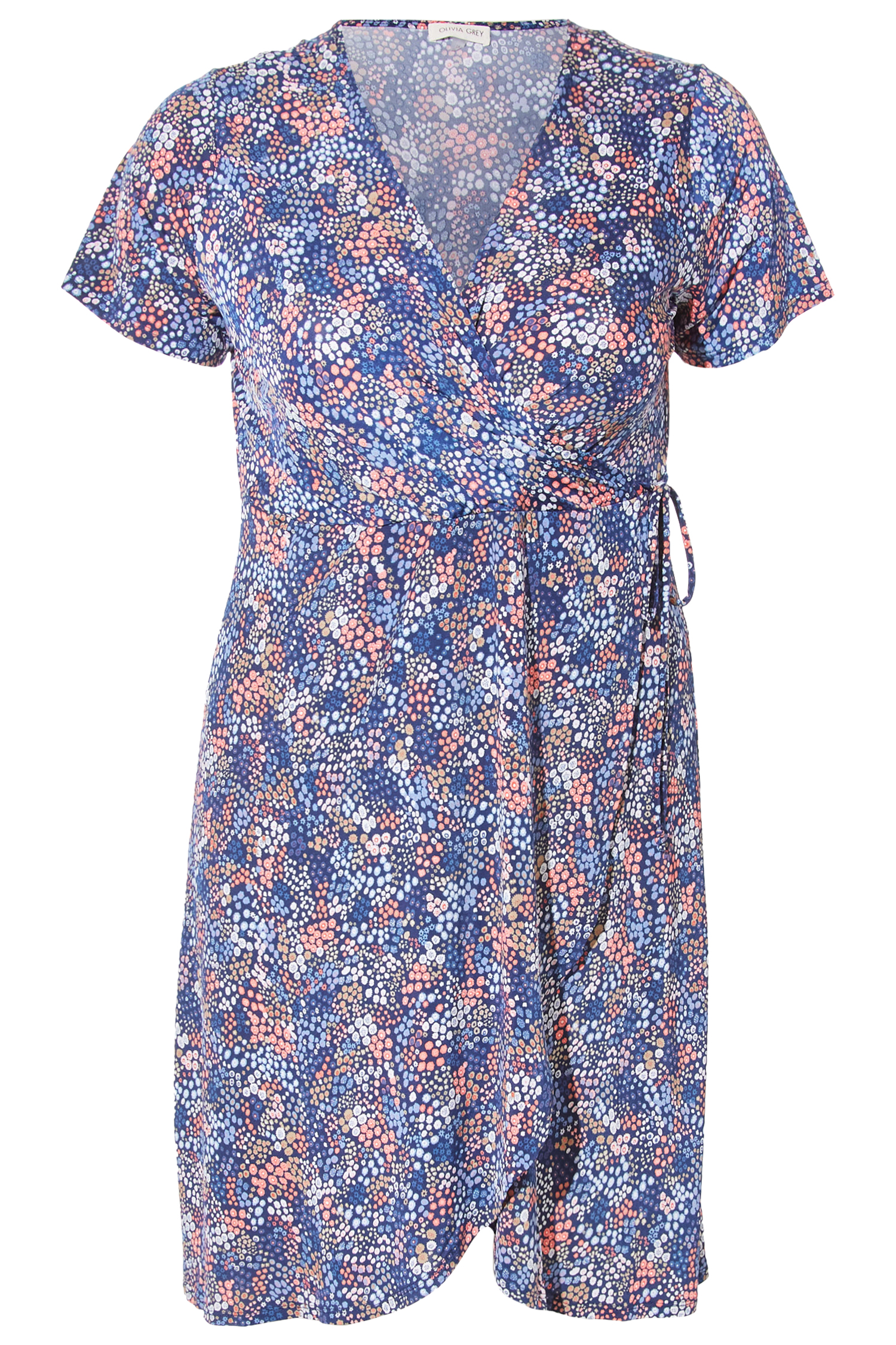 Printed Faux Wrap Dress