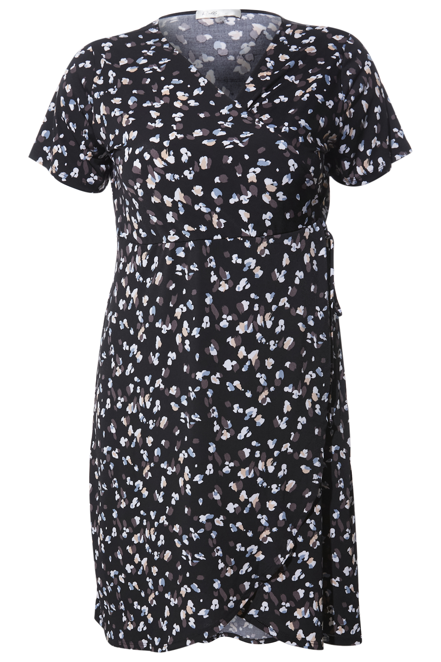 Faux Wrap Short Sleeve Dress