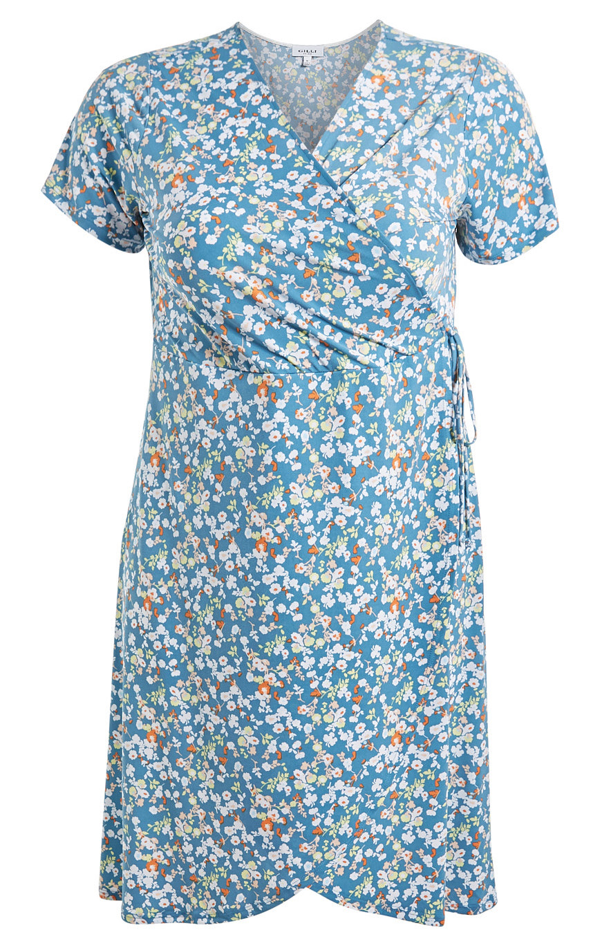 Floral Print Surplice Dress
