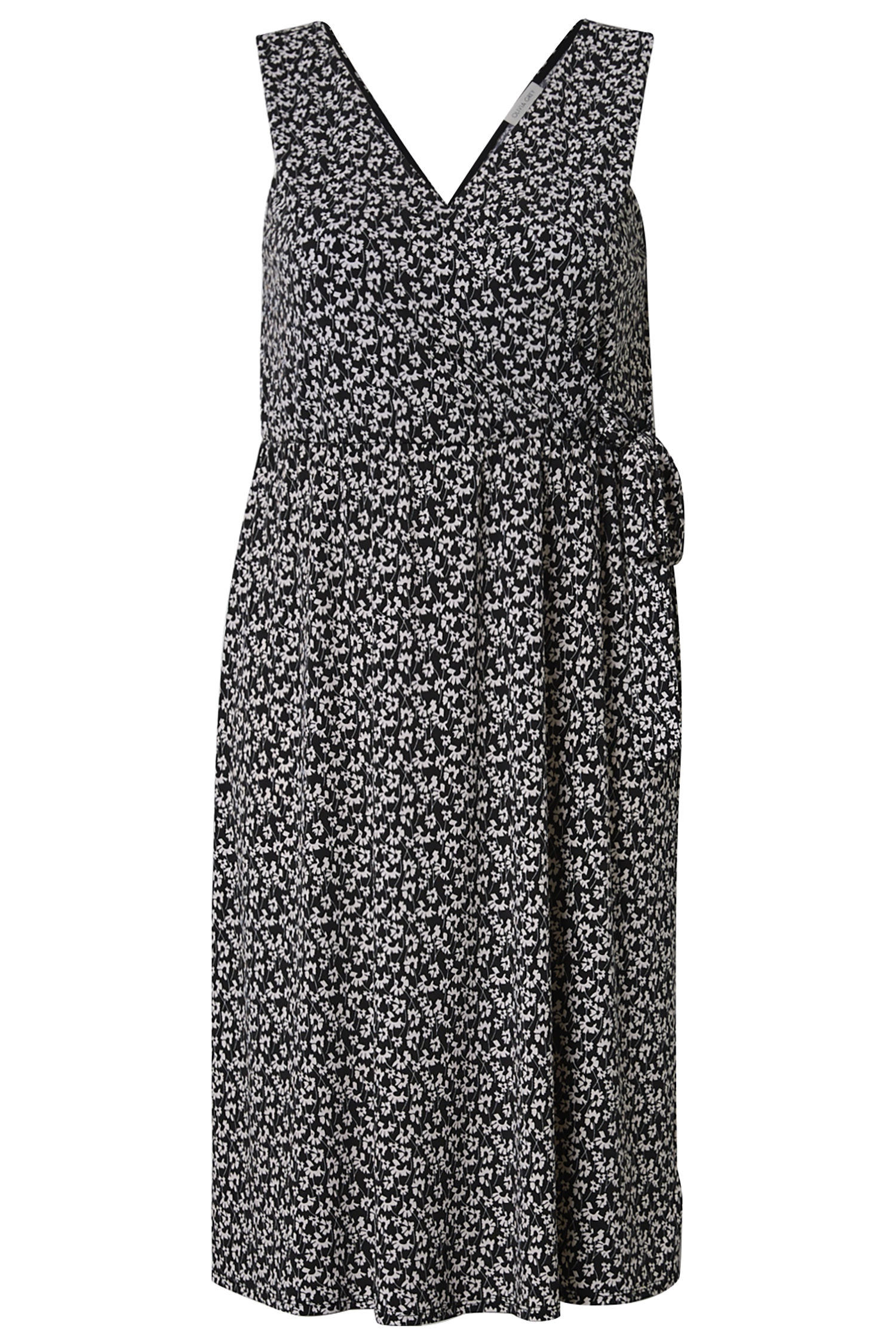 Faux Wrap Side Tie Midi Dress