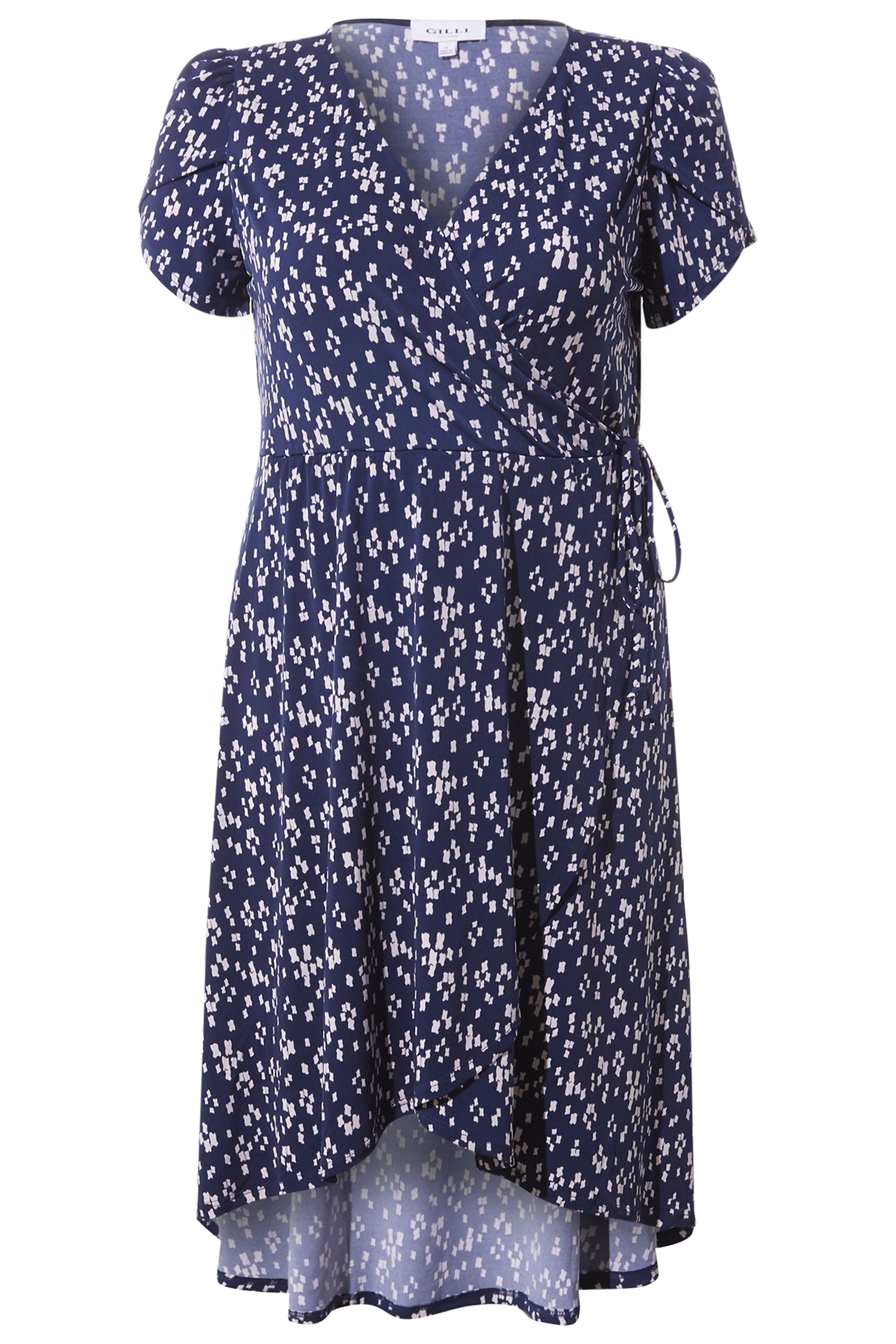 Puff Sleeve Faux Wrap Dress
